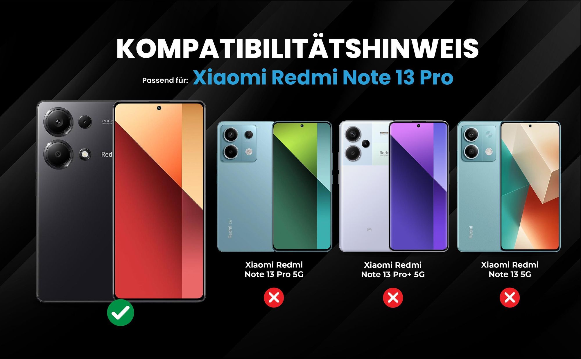 Kompatibilitätshinweise Hülle für Xiaomi Redmi Note 13 Pro