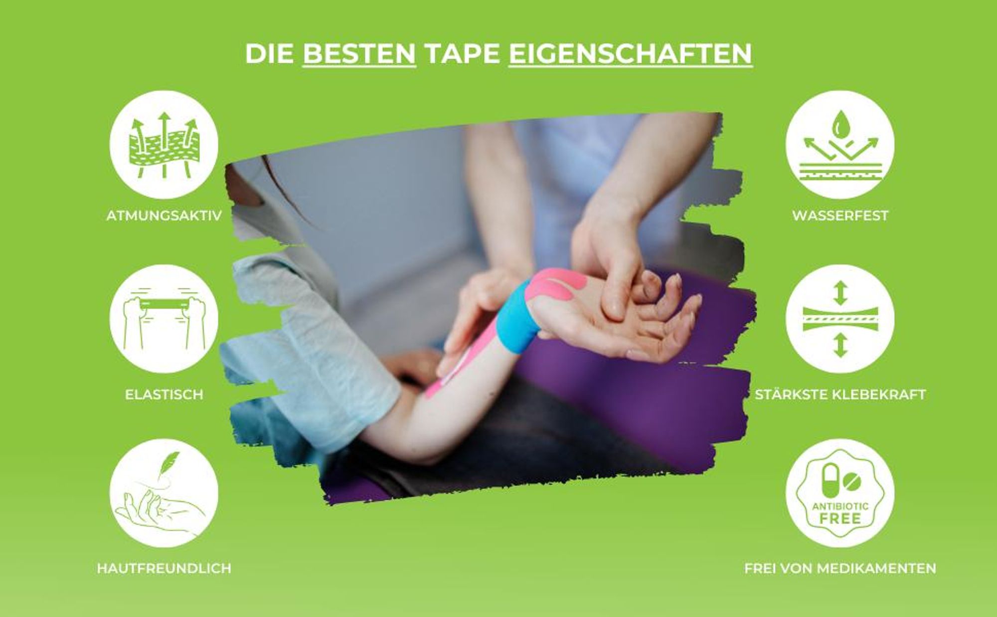 LisaCare Kinesiologie Tape - Schwarz - 5cm x 5m