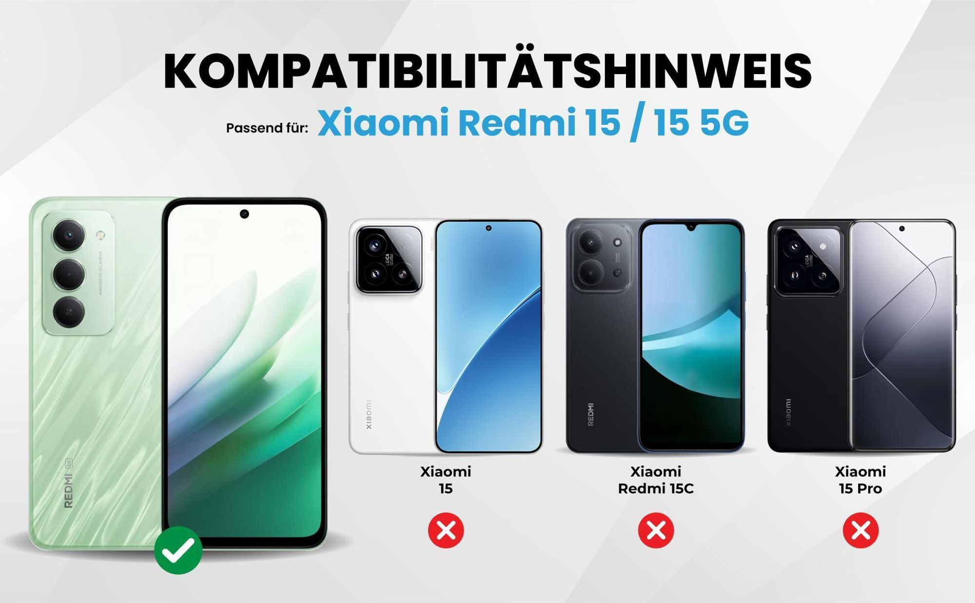Kompatibilitätshinweise Hülle für Xiaomi Redmi 15
