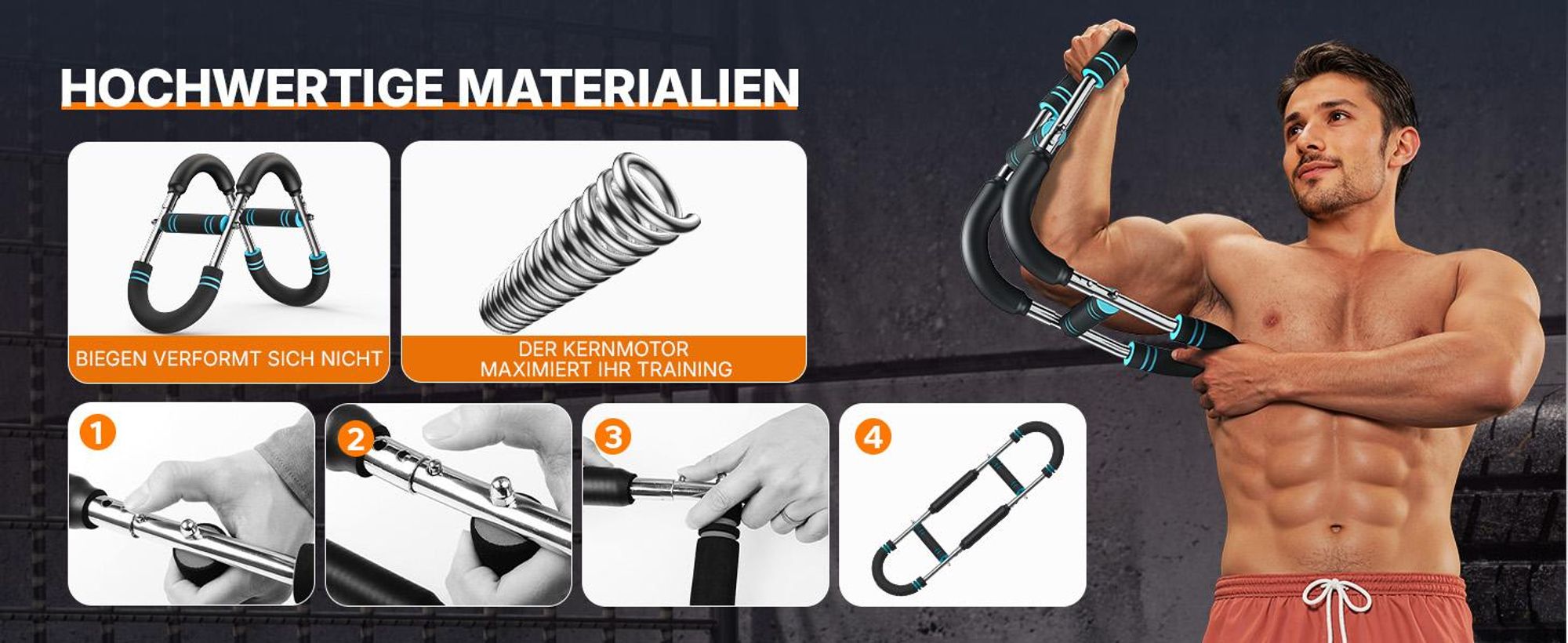 Armtrainer – Kraft-Twister U-Form, verstellbar 27-50kg, Abnehmbares Design für Zuhause, Büro und Reise kompakt tragbar