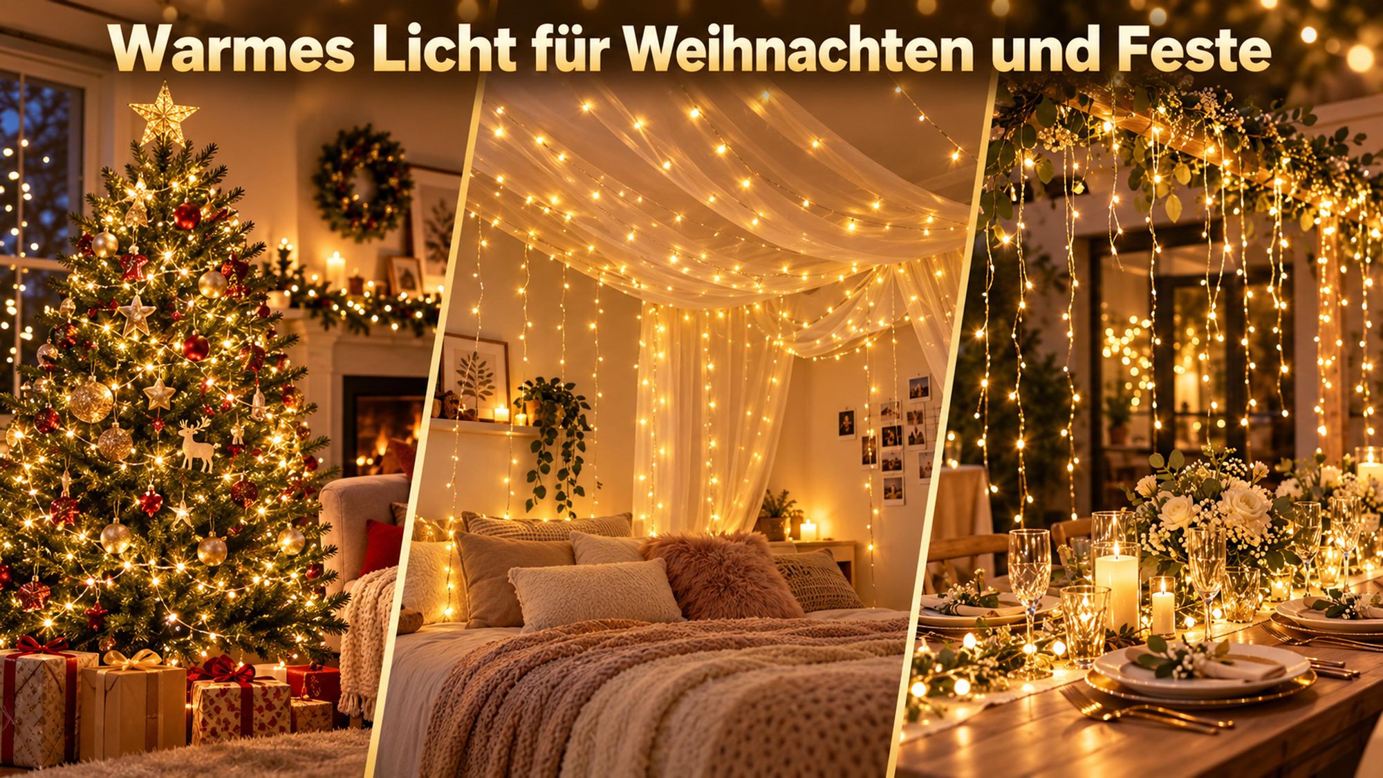30M 300LEDs 8 Modi Lichterkette Strom, Timer, Merkfunktion, LED Weihnachten Lichterkette Party Deko Licht Weihnachtsbaum Garten Beleuchtung, Warmweiß