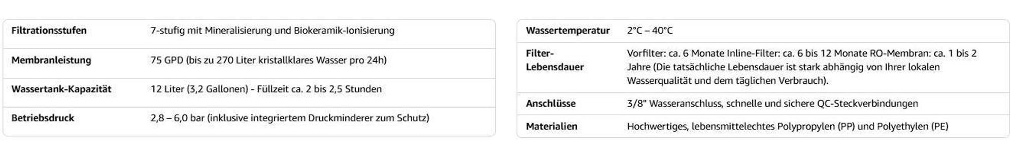 Wasserfilter Set RO7 mit 3-Wege Küchenarmatur Venom 2 Edelstahl, 7-stufige Umkehrosmose, Mineralisierung, Jonisierung