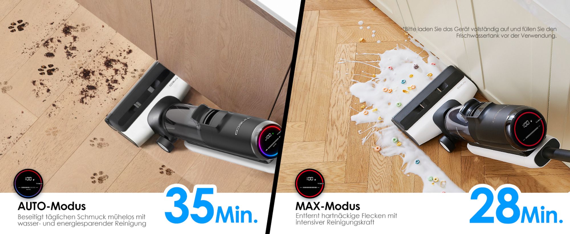 Tineco Floor One S5 Smart Nass Trockensauger mit iLoop Technologie, Nass und Trockensauger Kabellos mit Dual-Tank Selbstreinigung LED Anzeige