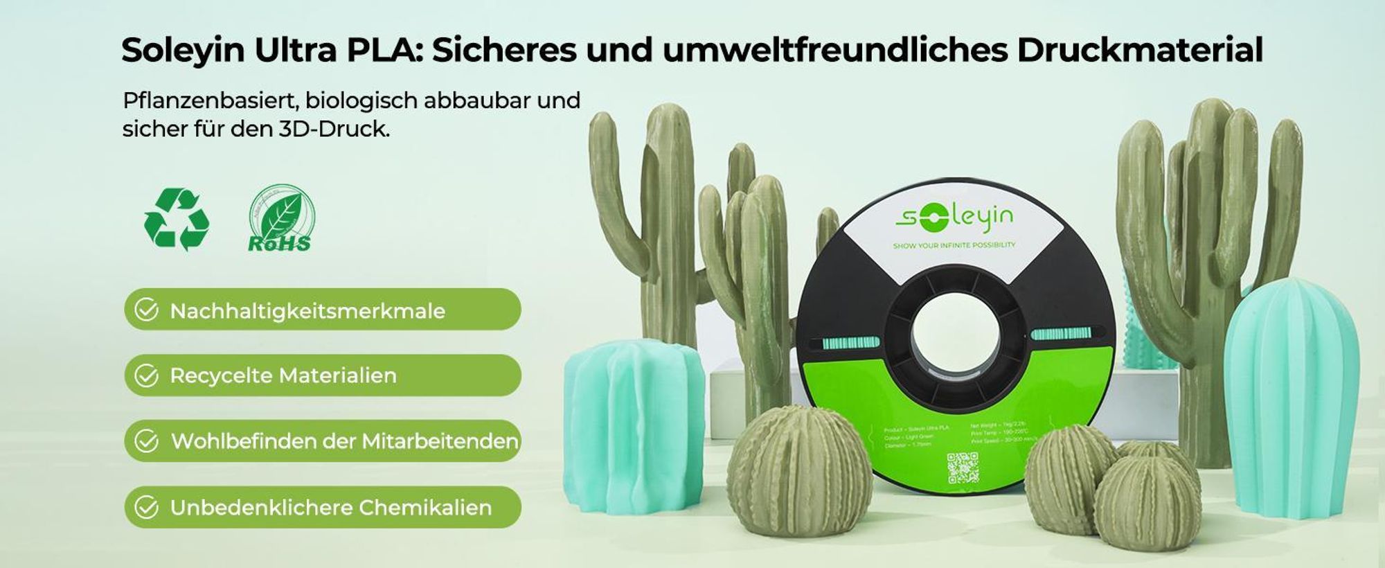 Creality Soleyin Ultra PLA Filament, 1.75mm, 1KG für 3D Drucker - MattGrau - 3301010517