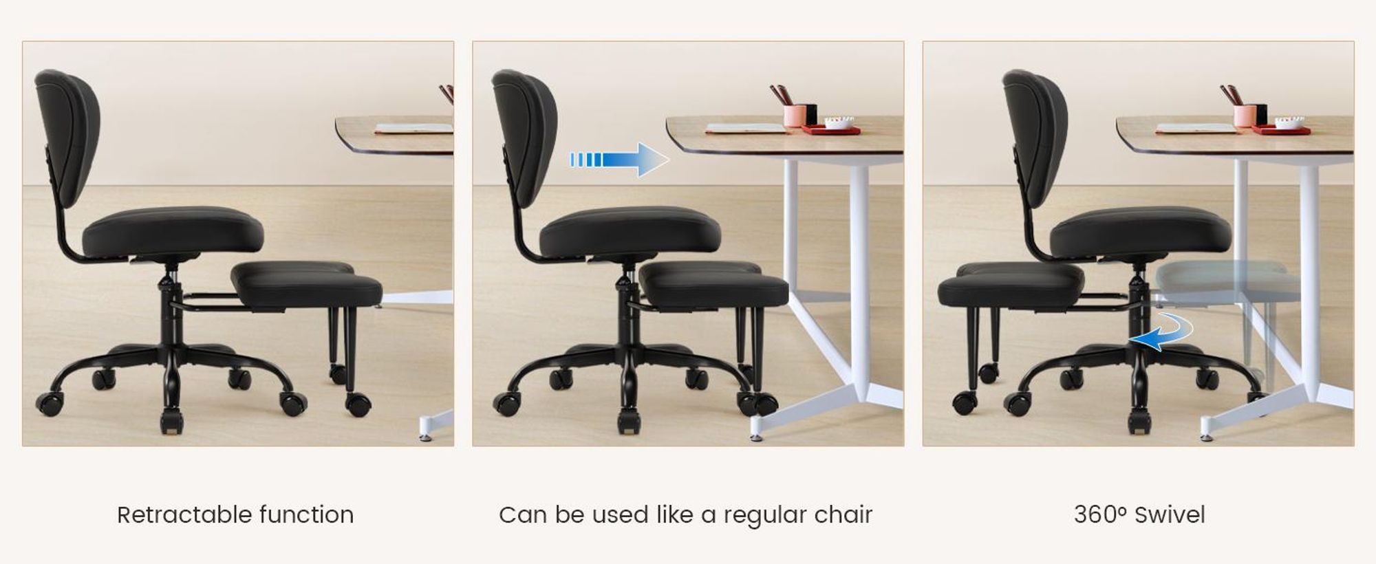 IWMH Bürostuhl mit Fußstütze, ADHS-Drehstuhl mit Rollen, Höhenverstellbar Schreibtischstuhl, Ergonomisch Stuhl mit Lendenwirbelstütze und Rückenlehne