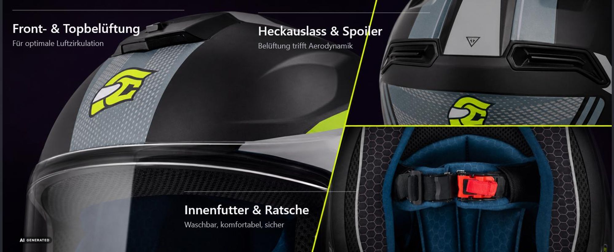 FC-Moto FF114B Zeron Helm, schwarz matt/grau/weiß, M