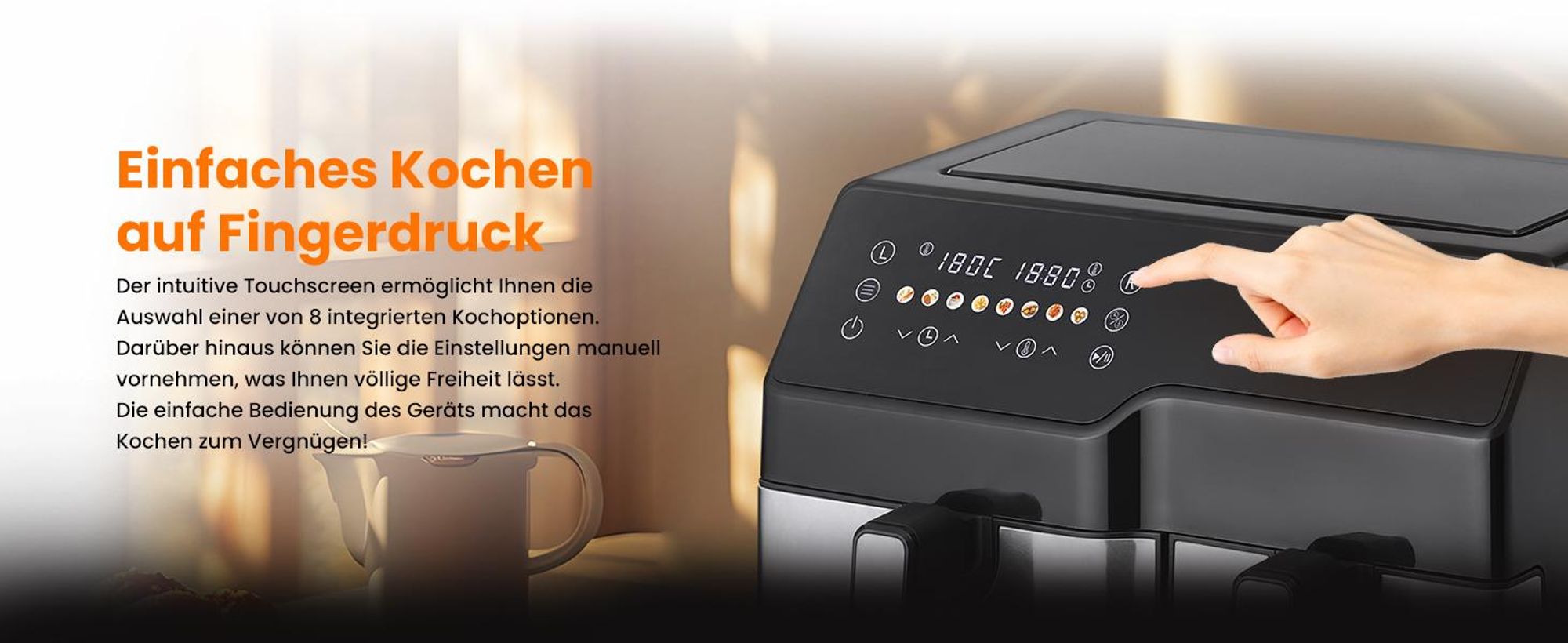 Extralink Air Fryer SJ-1000 10L (6L + 4L), 2500 W, Dual Basket, Heißluftfritteuse