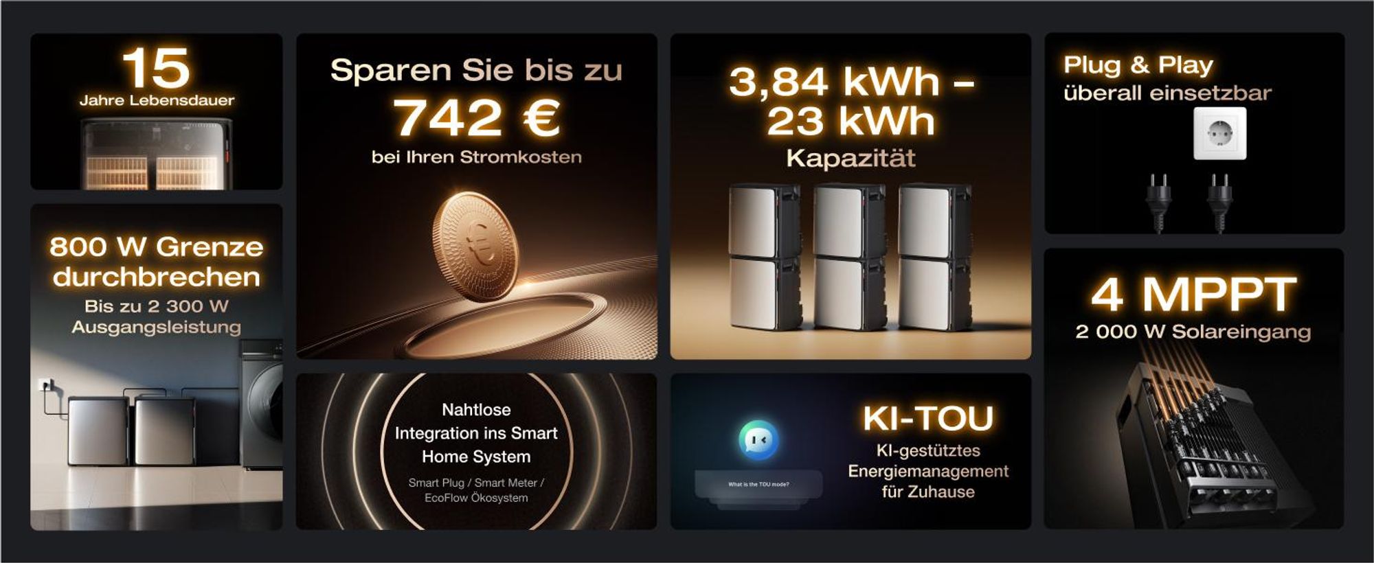 EF EcoFlow STREAM Ultra X Balkonkraftwerk mit Speicher, 3,84 kWh Speicher für Balkonkraftwerk, 4 × 500W Solarpanel