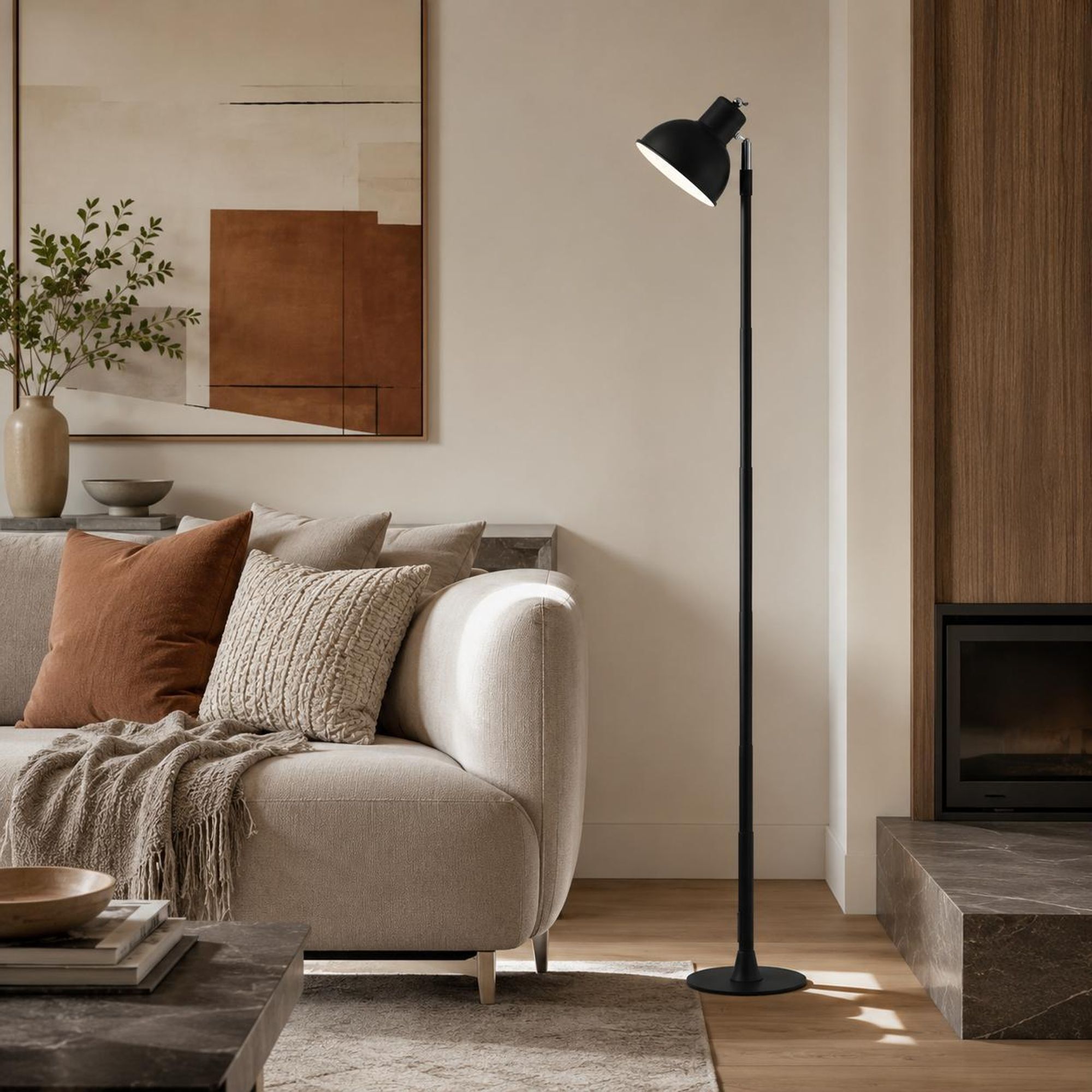 LED Tischlampe Höhenverstellbar 45-145cm - 2-in-1 Stehleuchte Schwarz mit USB Dimmbar 3 Lichtfarben 150° Drehbar Leselampe für Wohnzimmer Nachttisch