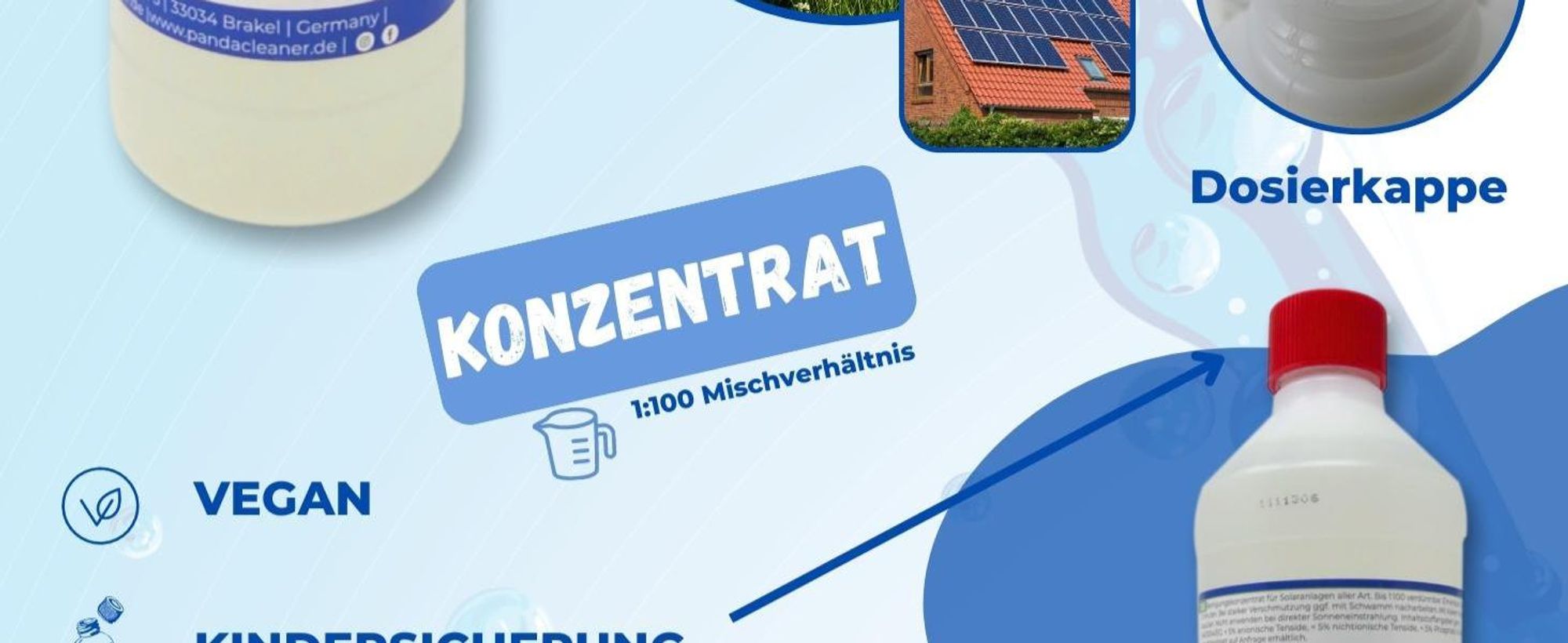 PandaCleaner Reiniger - 2L Profi Solar & PV Anlage Reinigung - Hochkonzentrat für Solaranlage, Photovoltaik Modul, Solarpanel, Balkonkraftwerke