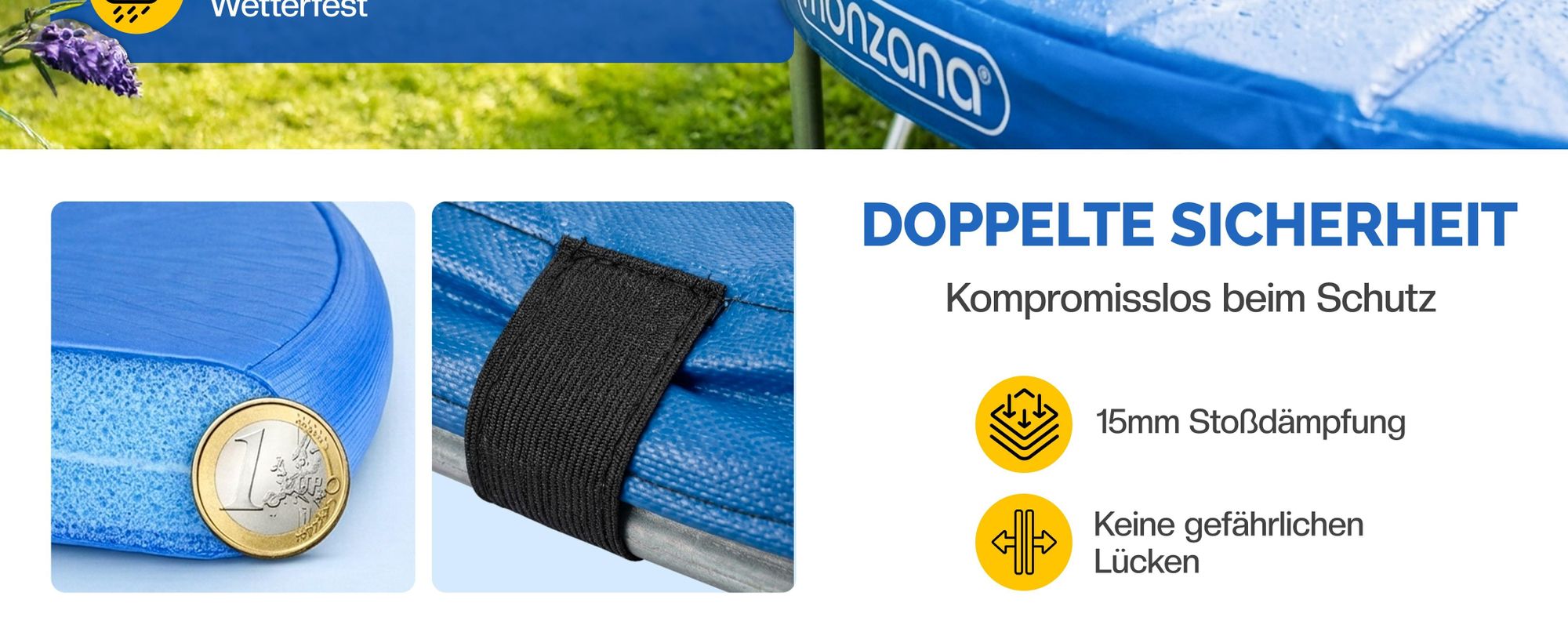 MONZANA® Trampolin Randabdeckung Ø 427 cm 30cm breit 100% UV-beständig Reißfest Wetterbeständig Universell Federabdeckung Randschutz