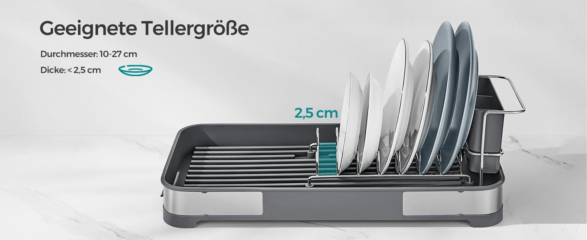 Abtropfgestell klein, Geschirr-Abtropfgestell für Spüle, Abtropfständer, Abtropfgitter Edelstahl, Abtropfschale