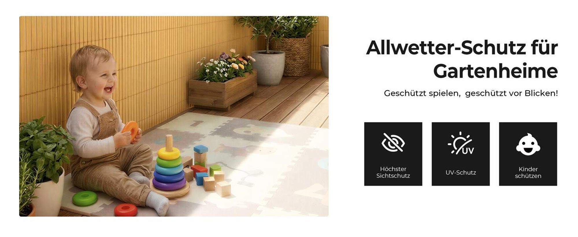 paramondo PVC Sichtschutzmatte StrongLine, 180 x 300 cm, grau wetterfest, UV-beständig & robust für Balkon, Terrasse und Garten
