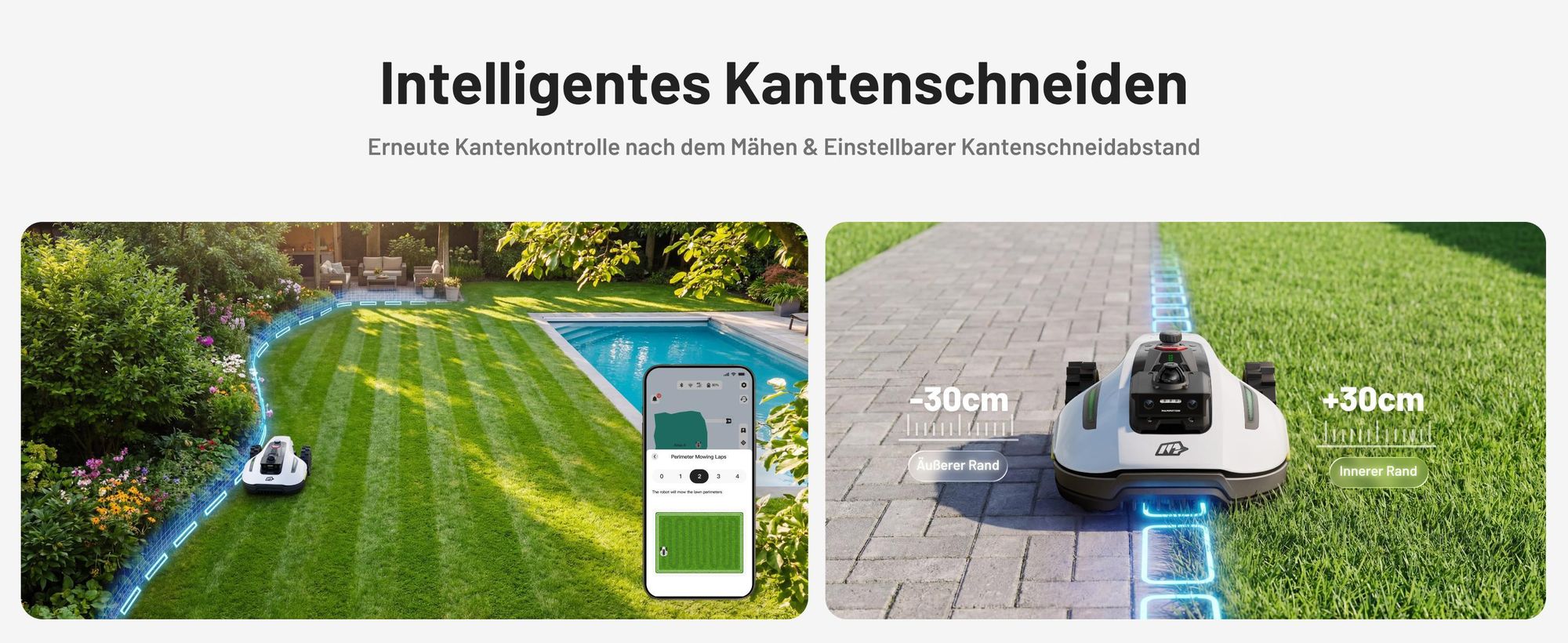 Mähroboter Mammotion YUKA Mini 2 1000 mit Garage, Waschständer, bis 1000 m², DropMow, Auto-Kartierung, Kantenschneiden, APP