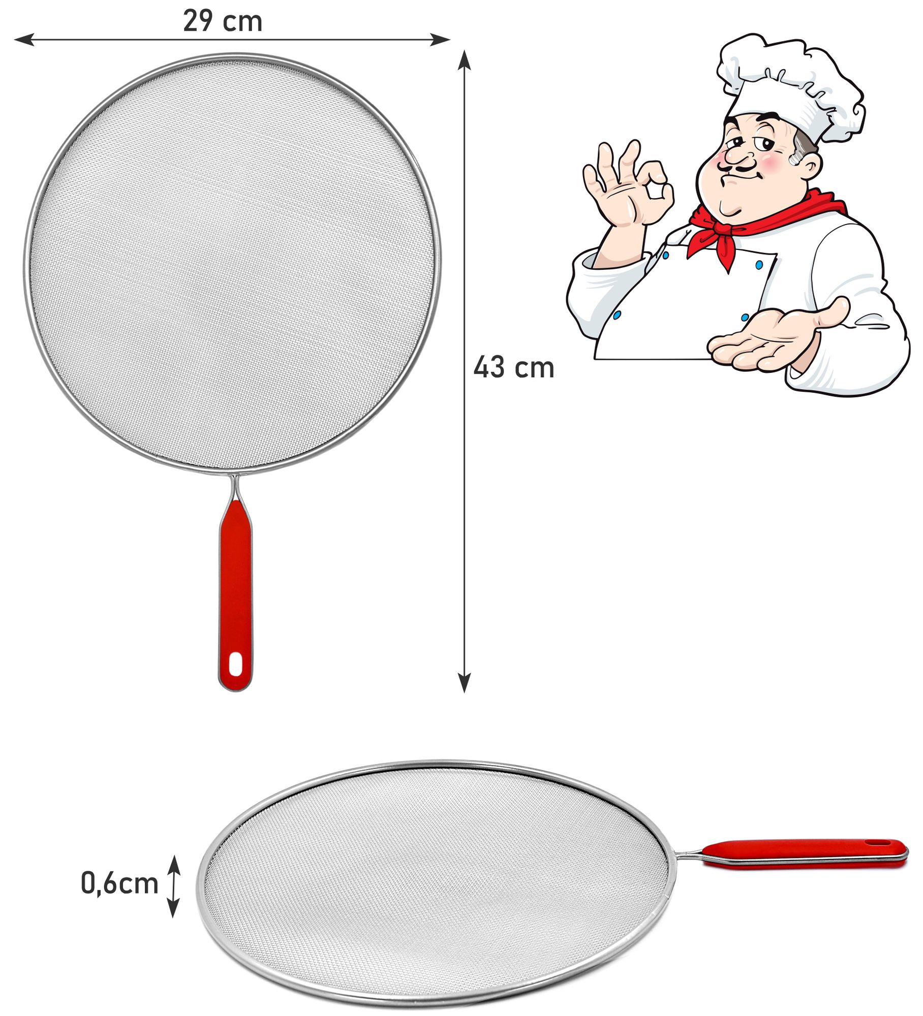 3er Set Pfannenspritzschutz Ø 29 cm – Spritzschutzdeckel aus Edelstahl mit Griff – Fettspritzschutz für Pfannen und Töpfe – Spülmaschinenfest