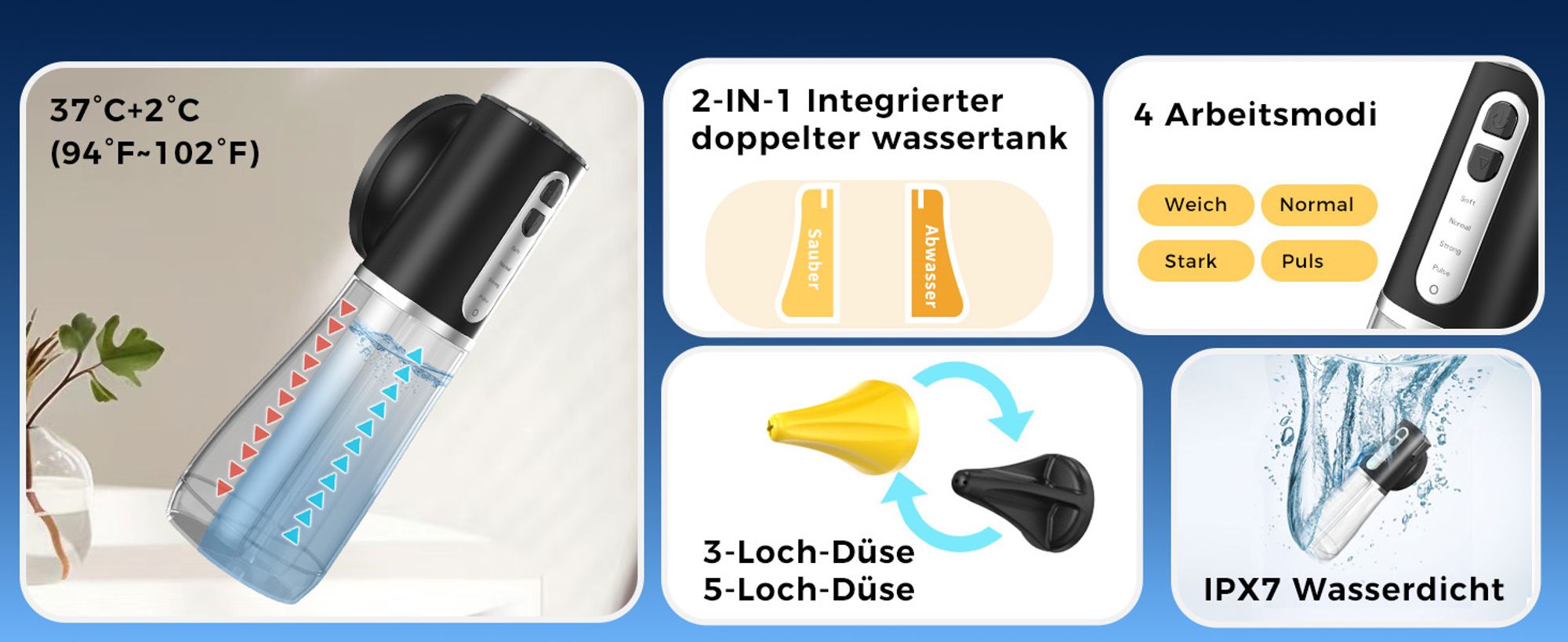 Electric Ear Cleaner Ohrenschmalz Entferner Elektrischer Ohrenreiniger mit 4 Druckmodi, 2-in-1 Wassertank Wiederaufladbarer Ohrenreiniger, IPX7