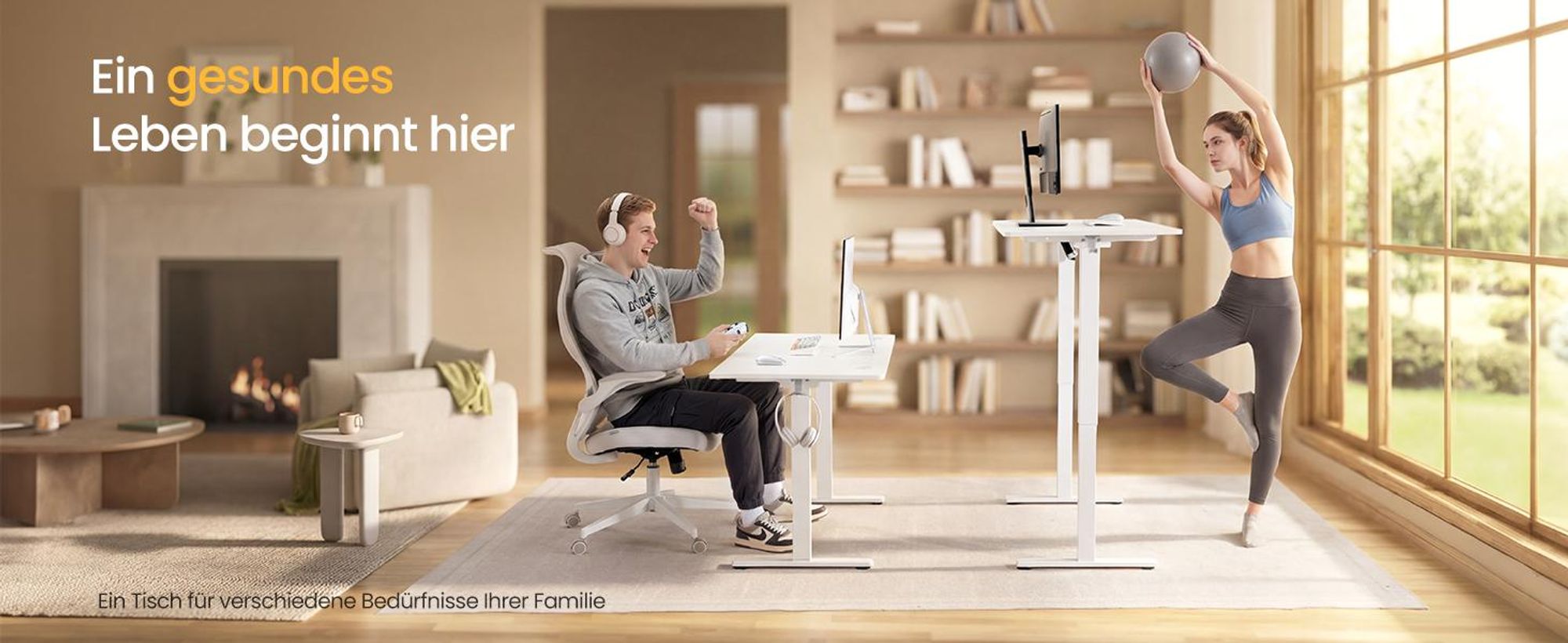 VASAGLE Elektrisch verstellbarer Stehtisch, Memory-Funktion mit 4 Höhen, Schreibtisch für Home Office, 100 x 60 cm, weiß