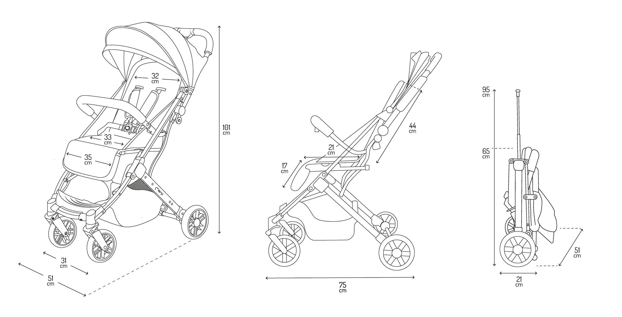 MoMi ESTELLE LIGHT – Ultraleichter Baby Kompaktbuggy 7,7 kg mit Einhand-Faltung, Trolley-Funktion & XL-Dach, ideal für Reisen – Schwarz/Silber