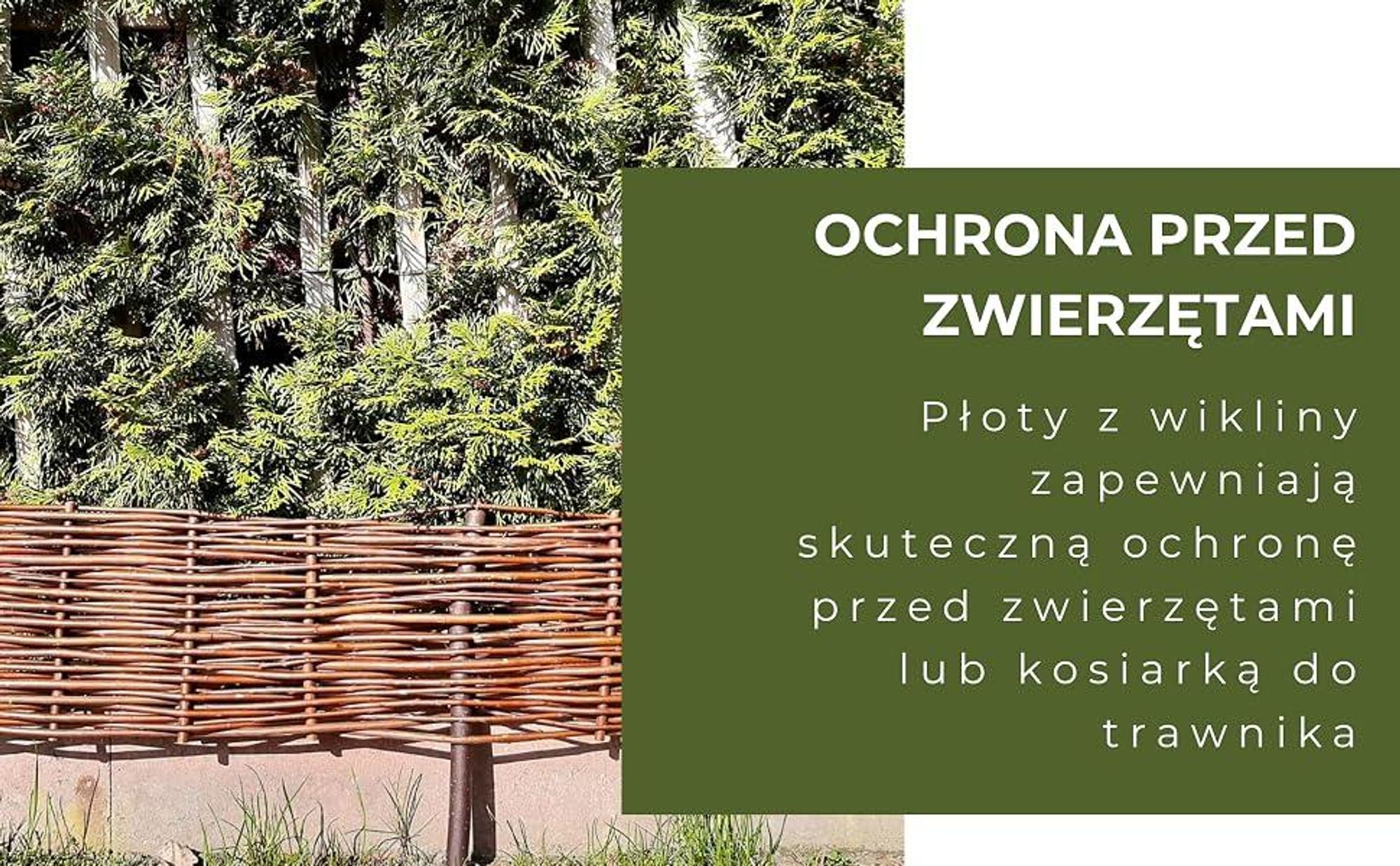 Ogrodzenia Wiklinowe Palisada Wiklinowa Okrągła Zestaw 4 sztuk 45x20 cm, Rabatka Ogrodowa, Obrzeże Trawnika, Naturalny Płotek Wiklinowy