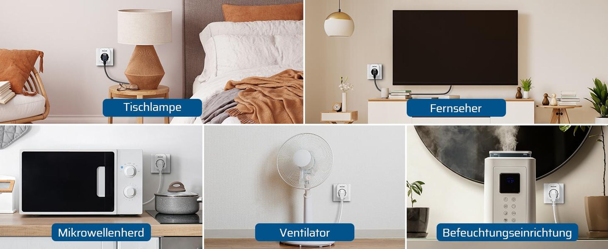 DEWENWILS Funksteckdosen mit Fernbedienung 5er Set, 3680W, Innen, 30M Reichweite, Weiß