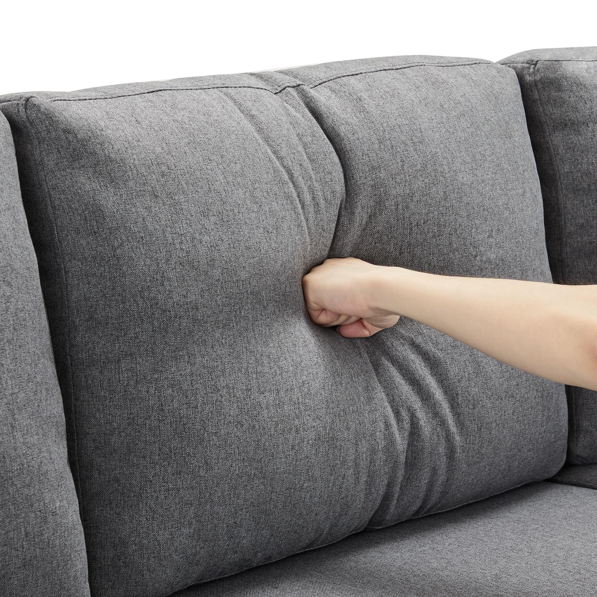 Merax 3-Sitzer Ecksofa mit Schlaffunktion, L-Form Sofa mit Bettkasten, Sofa Seitentasche Wohnlandschft, Schlafsofa Couchgarnitur Bettcouch, Dunkelgrau