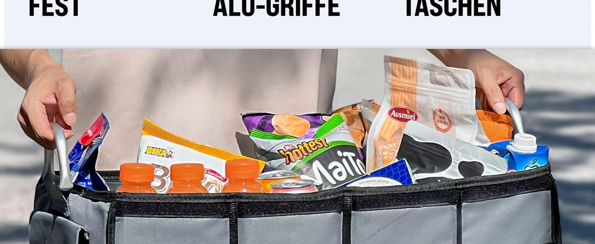 MONZANA® Kofferraum Organizer Deckel 68L Trennwände Wasserdicht Faltbar Verstärkte Wände Rutschfest Kofferraumtasche Kofferraumbox Autotasche Schwarz