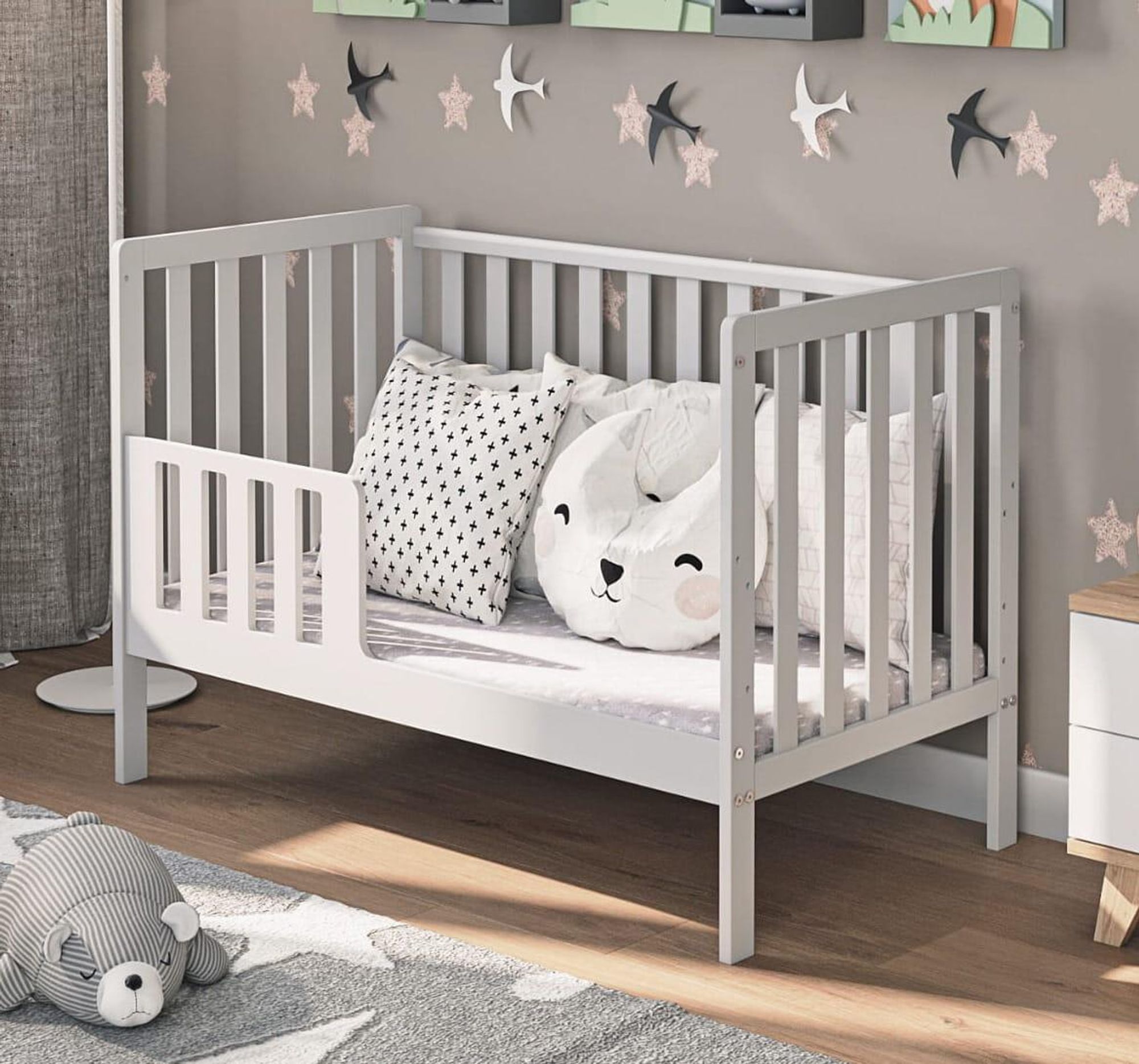 Kinderbett Lulu inkl. Matratze & Umbaukit 120x60cm – wächst mit Ihrem Kind mit