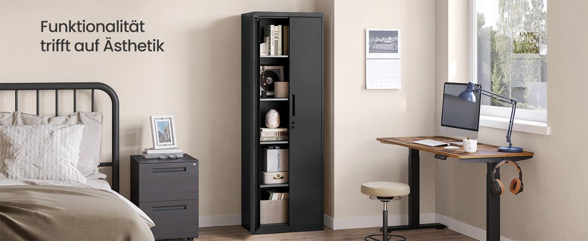 SONGMICS Aktenschrank, Mehrzweckschrank, Stahl-Aufbewahrungsschrank, 5 Ebenen, verstellbare Ablagen