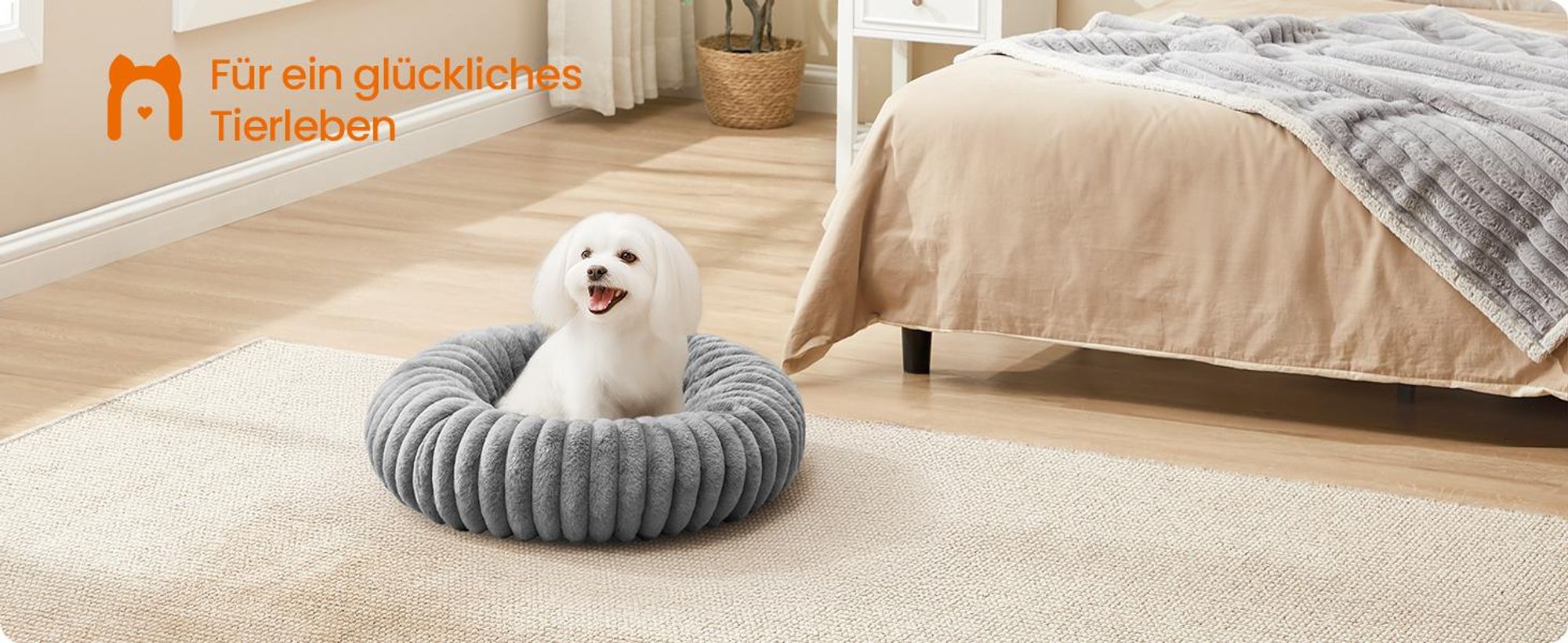 Feandrea Hundebett, mittelgroßes Katzenbett, 60 cm, Hundekörbchen, Hundekissen waschbar