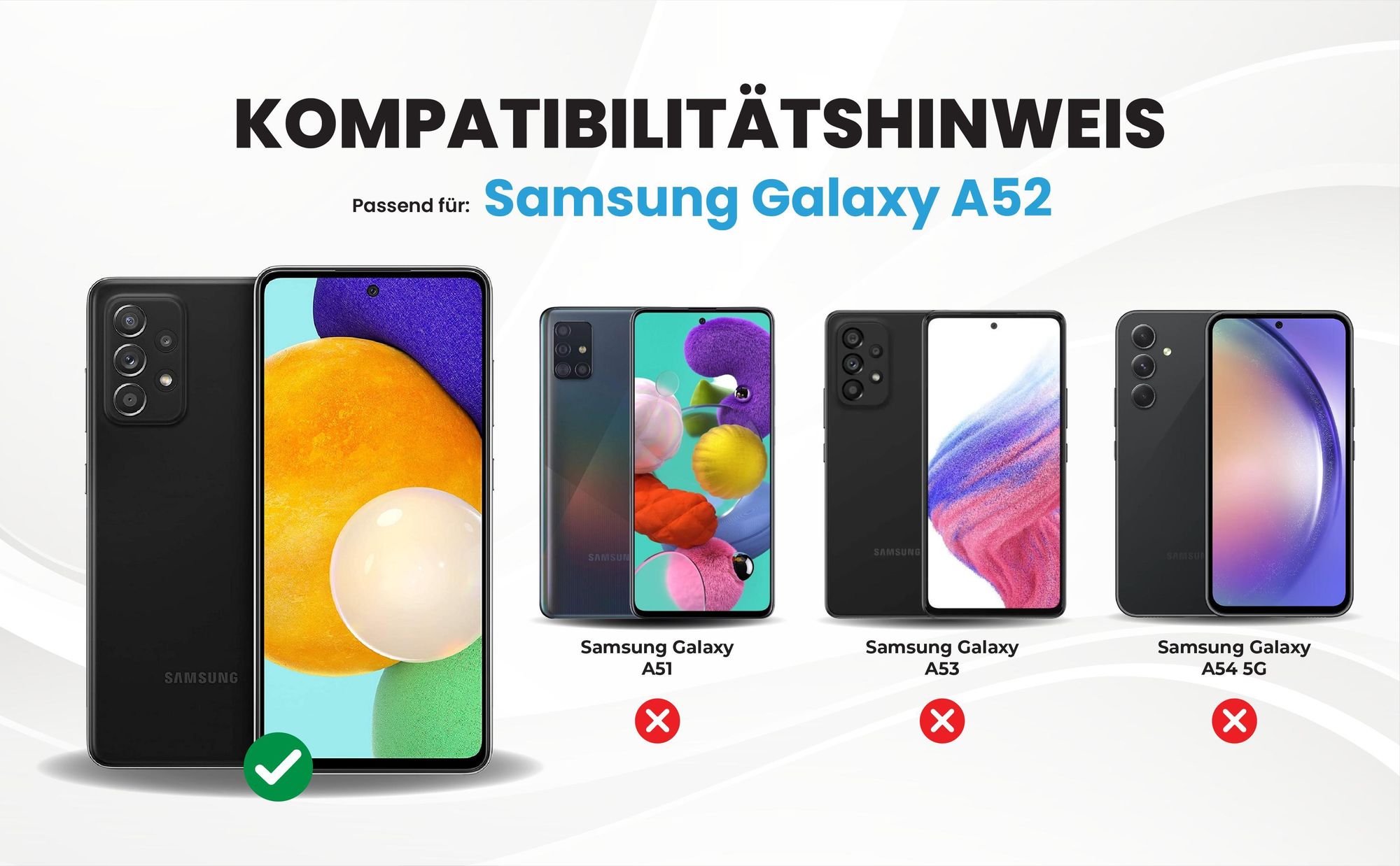 Kompatibilitätshinweise Hülle für Samsung Galaxy A52 / A52 5G / A52s 5G