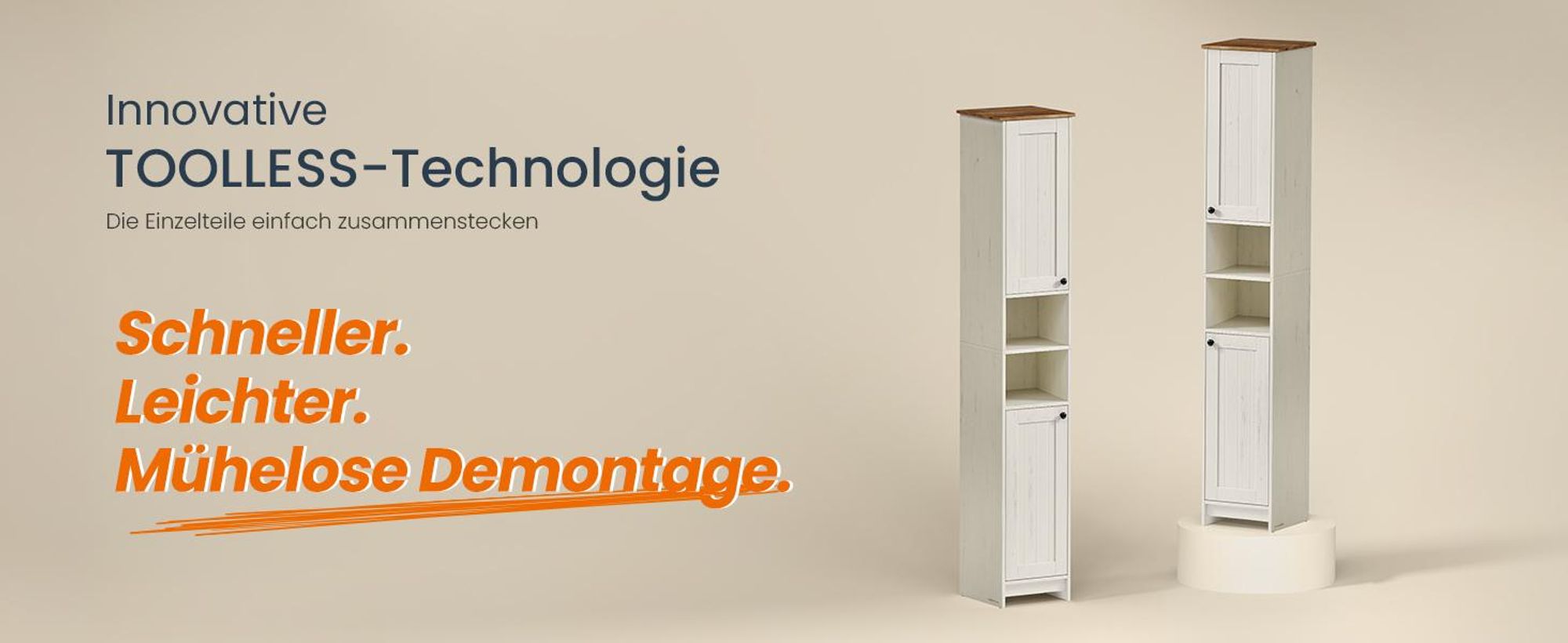 SONGMICS HOME Badezimmerschrank, Toolless-Technologie, superschnelle werkzeuglose Montage, Badschrank schmal, verstellbare Ablagen, Wohnzimmer