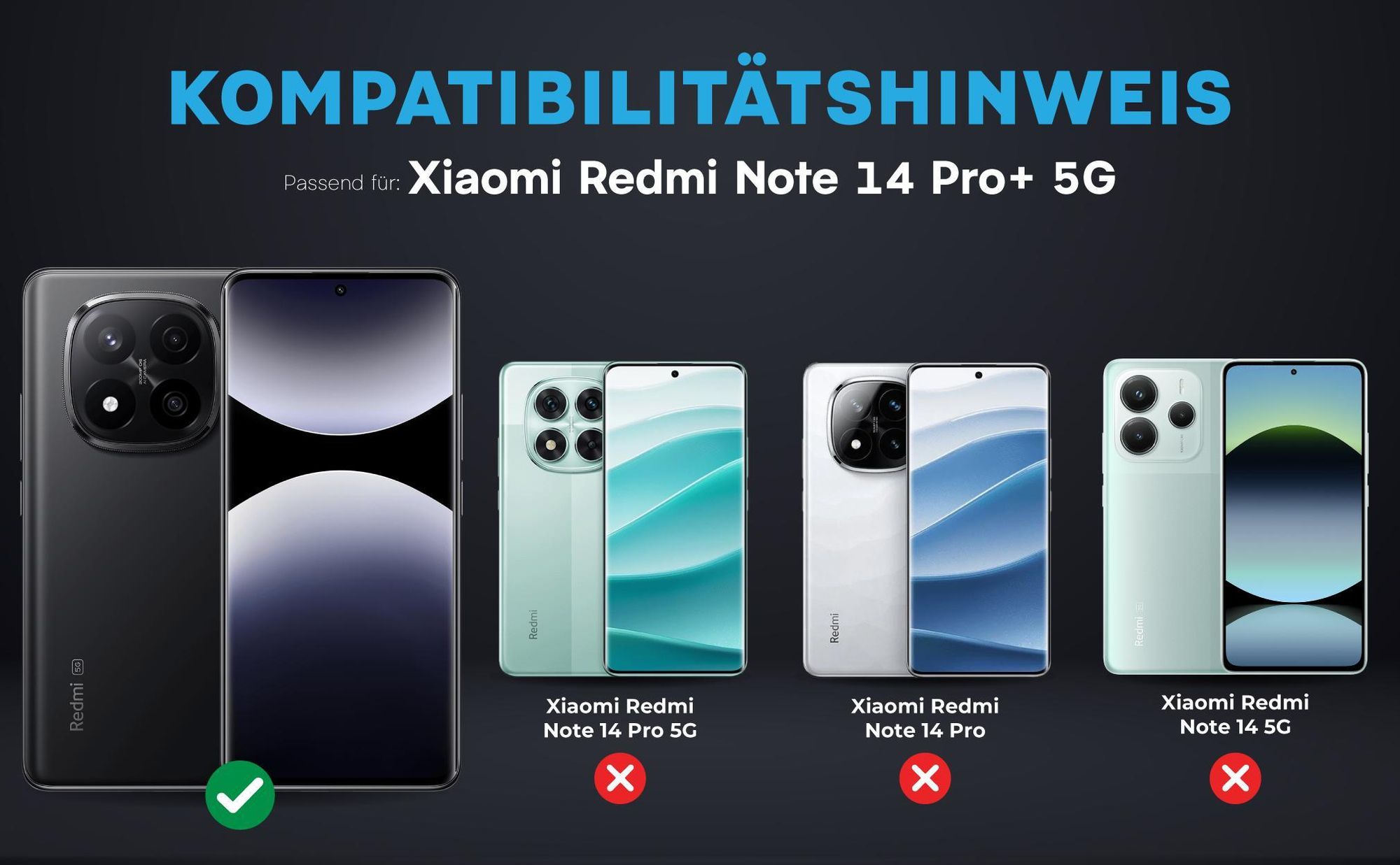 Kompatibilitätshinweise Kameraglas für Xiaomi Redmi Note 14 Pro+ 5G