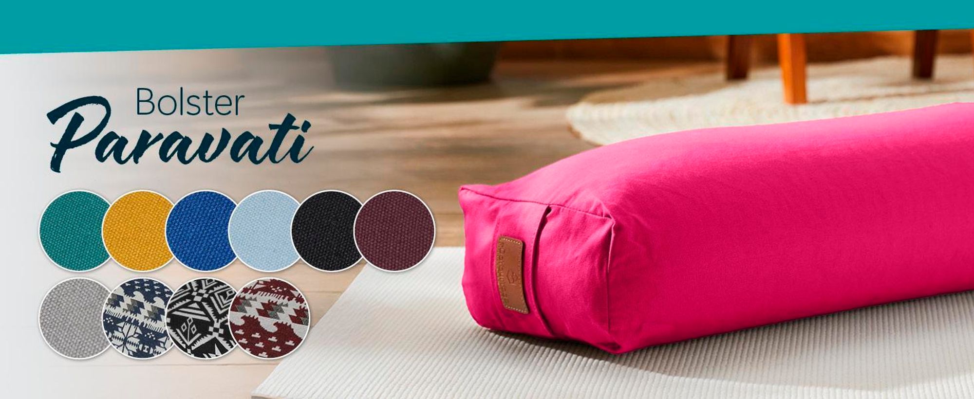 #DoYourYoga Yoga-Bolster Paravati - gefüllt mit -Buchweizenschalen - 67x22x13cm - Dunkelgrün