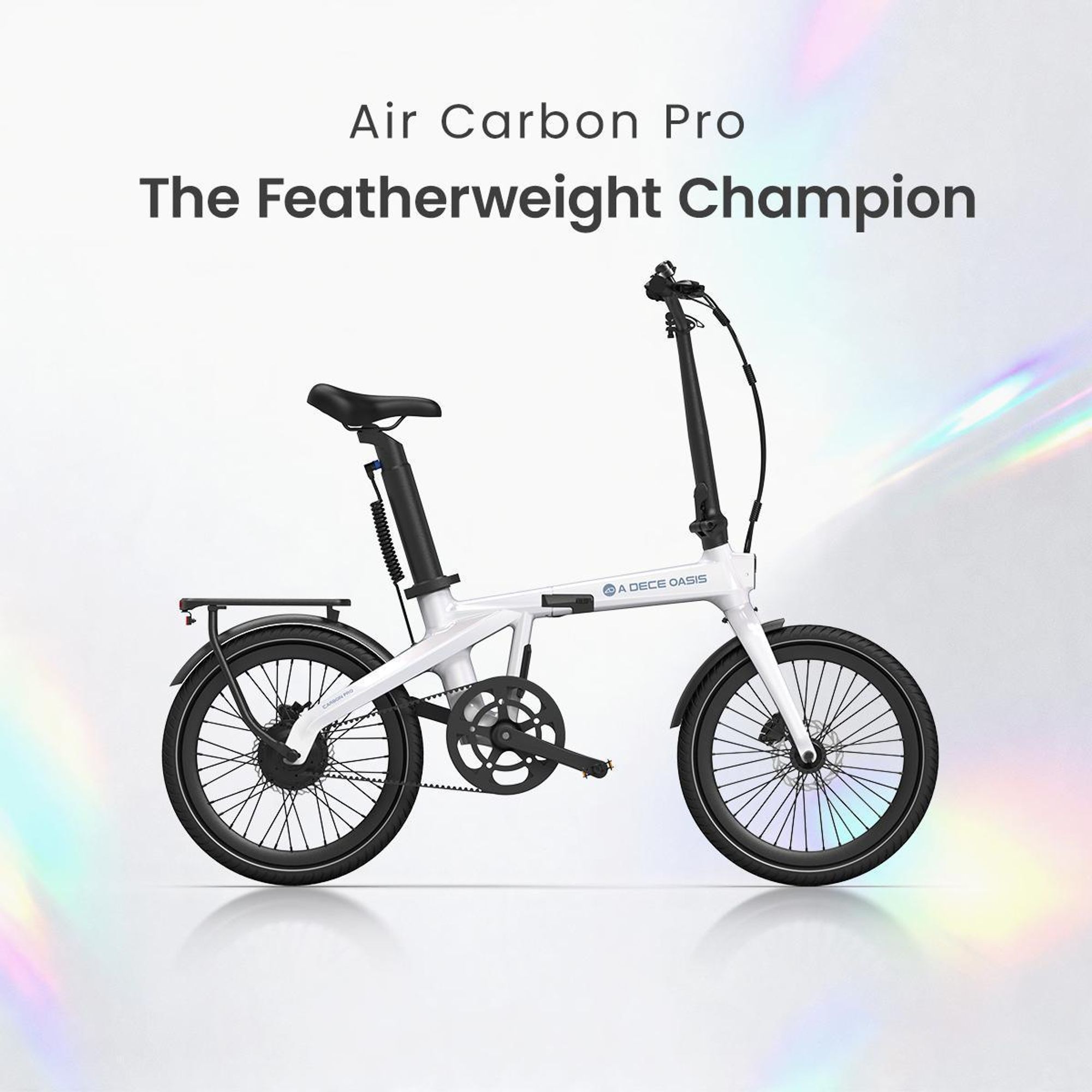 Rower elektryczny ADO E-Bike Air Carbon Pro, rower elektryczny dla kobiet/mężczyzn, rower składany, napęd pasowy, wyświetlacz IPS LCD, aplikacja ADO + NFC, silnik BAFANG