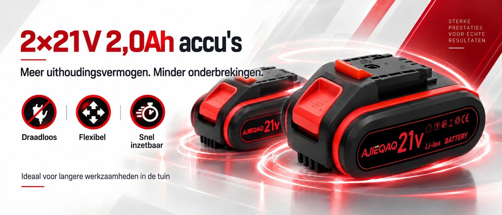 Accu snoeischaar 21V Brushless, 2×2,0Ah accu’s, 25 mm snoeicapaciteit, SK5-mes, elektrische takkenschaar met koffer