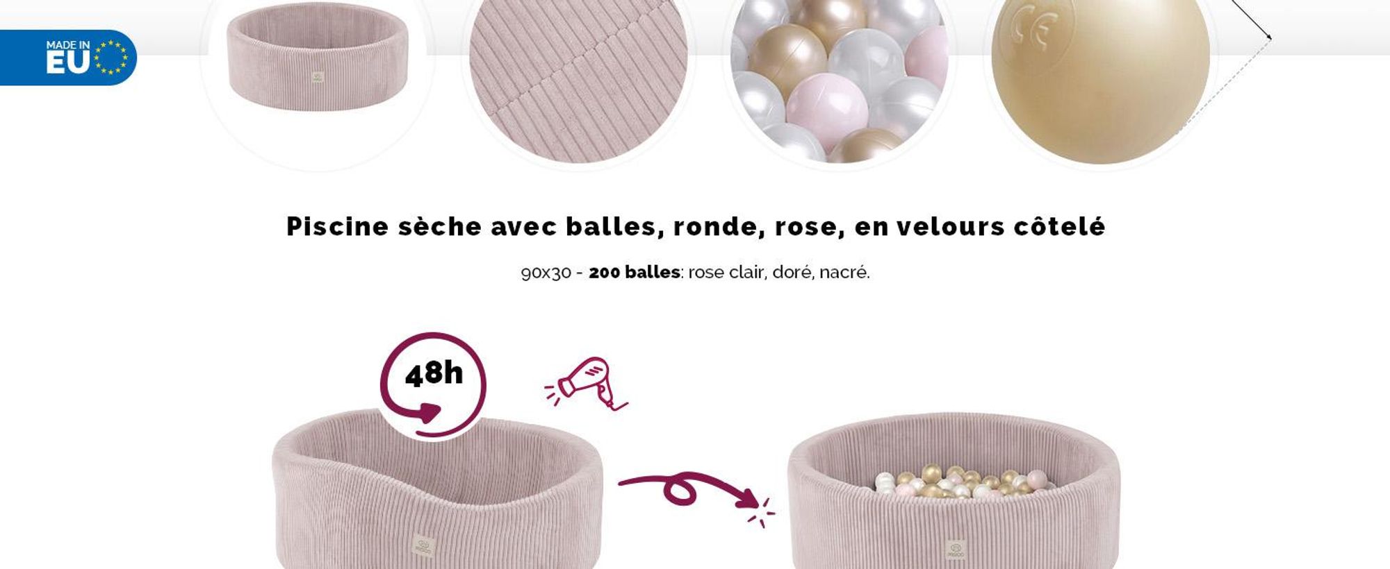 MISIOO Piscine à balles avec remplissage en mousse - 90x30cm - 200 balles pour piscine à balles - Balles de haute qualité pour piscine à balles pour enfants - Jouet doux et sûr