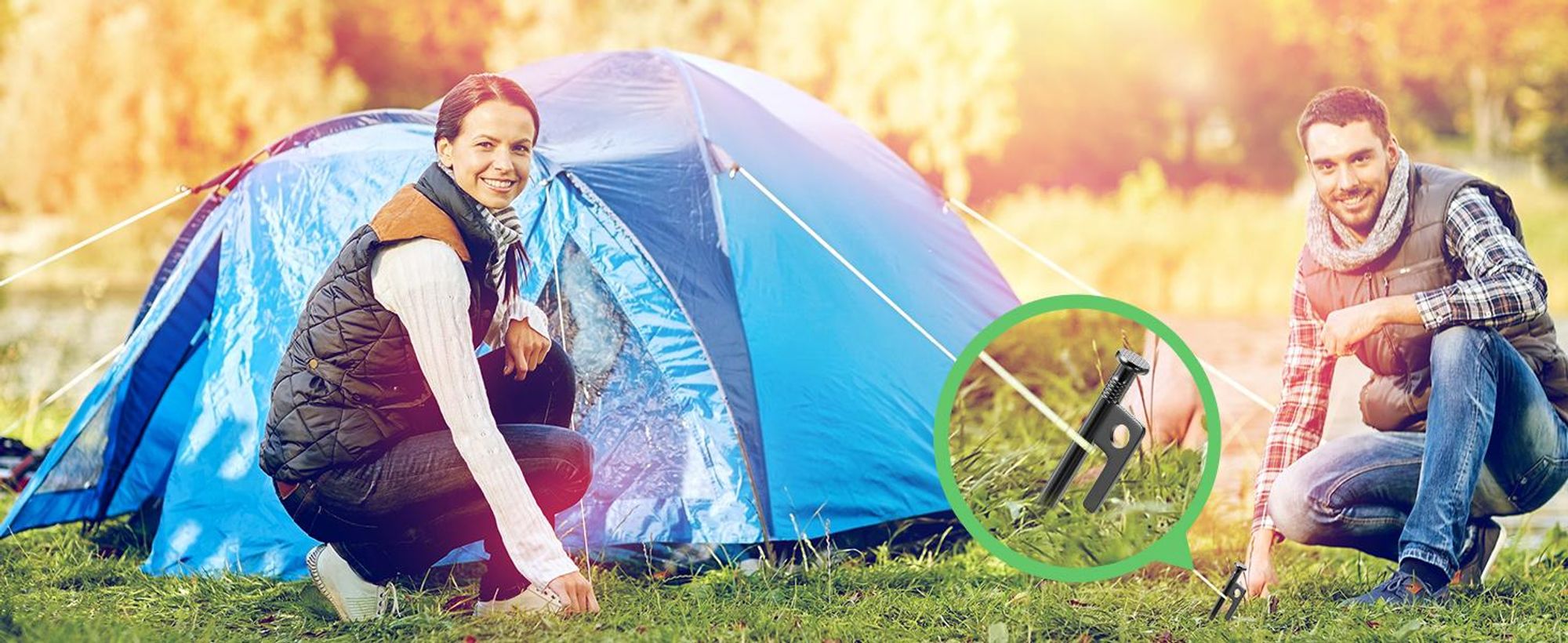8× Bodenanker, 30cm Bodenpfähle, mit Aufbewahrungstasche, Zeltheringe Camping Heringe Zelt Bodenanker Felsbodenhering - Schwarz