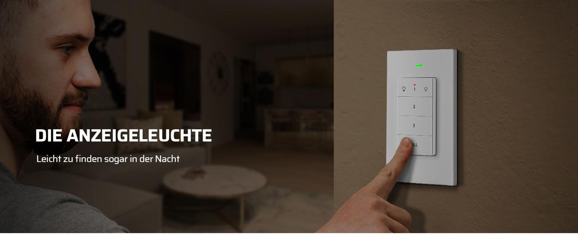 DEWENWILS Funkschalter 2er Set, Wandschalter, Funk Wandsender Licht, 3000W, Weiß
