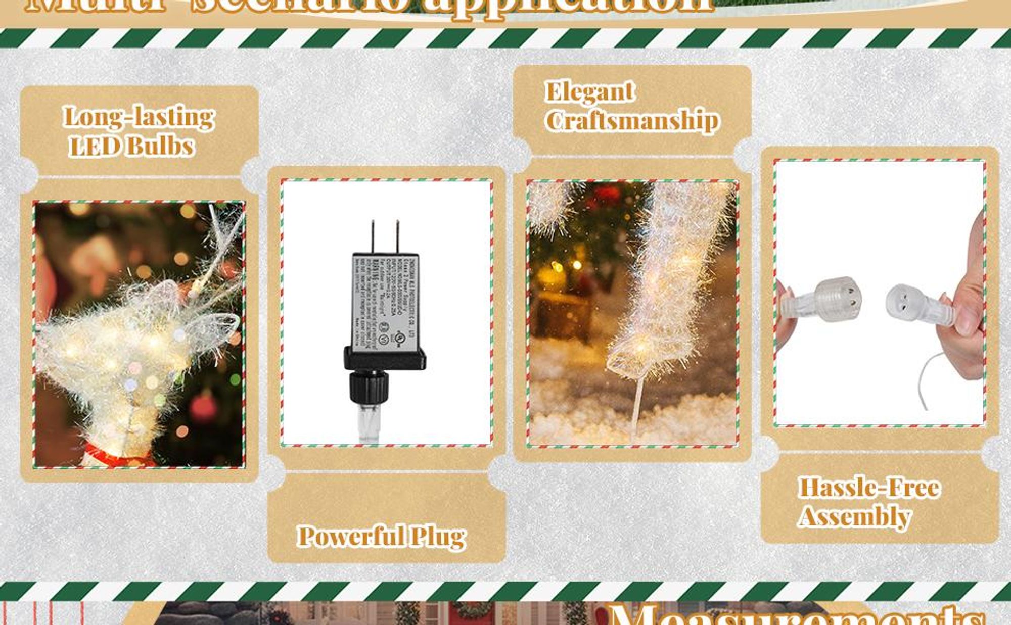 LEADZM 2-teiliges Weihnachtsbeleuchtung Rentier mit Schlitten & 135 warmweißen Lichtern, Weihnachten Deko für Außen und Innen