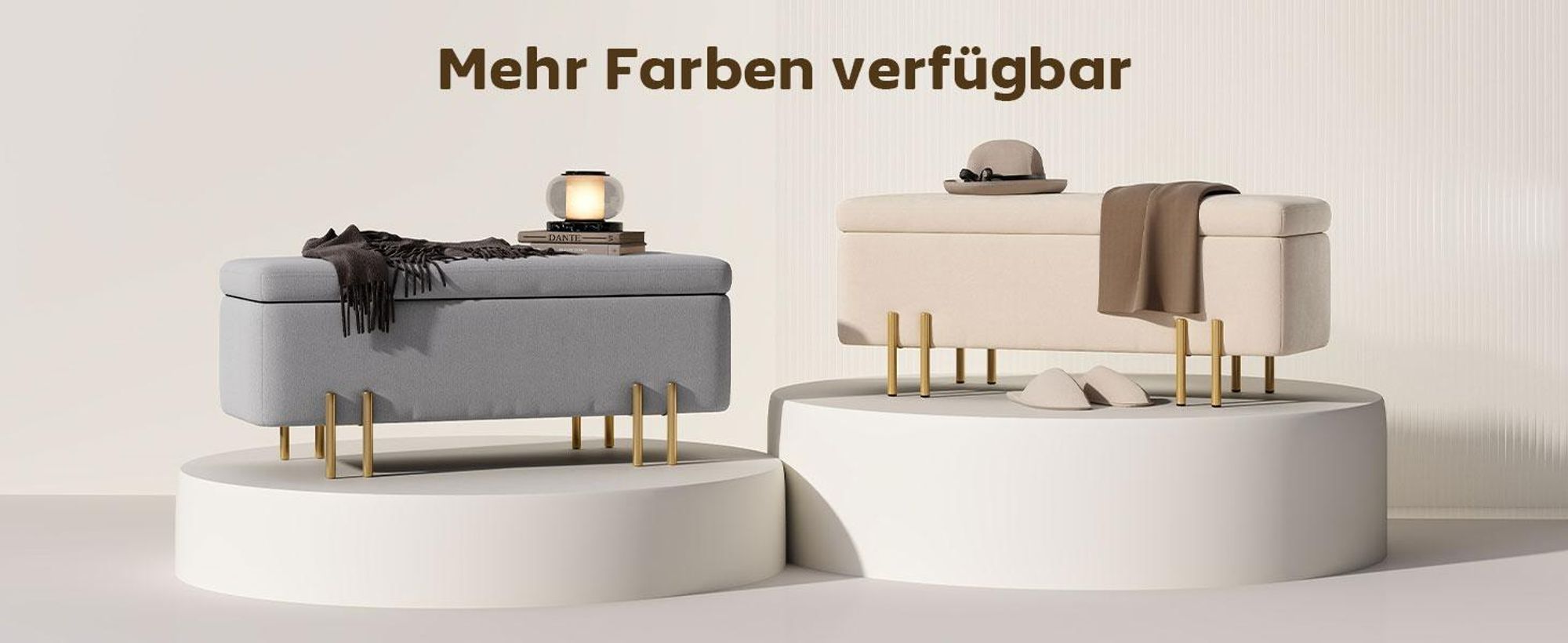 HOMCOM Sitzbank mit Stauraum Polsterbank mit Samtoptik, Metallbeine 100x40x42 cm