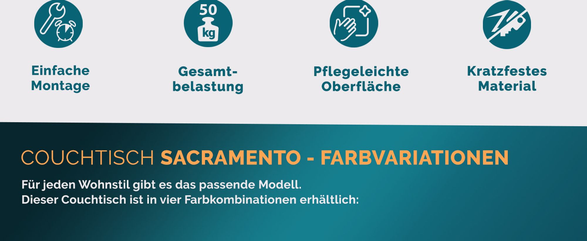 CASARIA® Couchtisch Holz Weiß Grau mit Stauraum 95x55x50cm Kratzfest 50kg Belastbar Wohnzimmertisch Modern Beistelltisch Konsolentisch für Couch Sofa