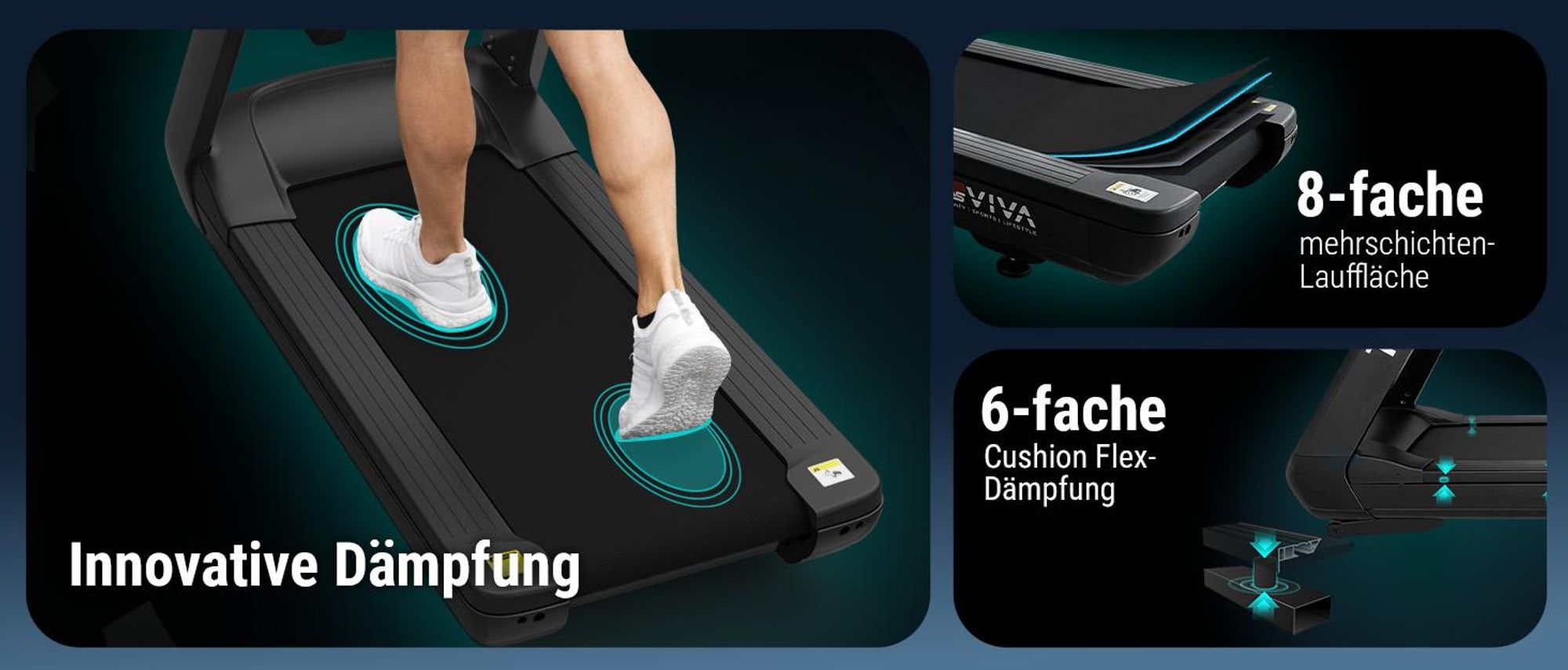 AsVIVA T22 Studio Pro Laufband, 23,5" Touchscreen, 9 PS Motor, 21% Steigung, 8-Zonen Dämpfung