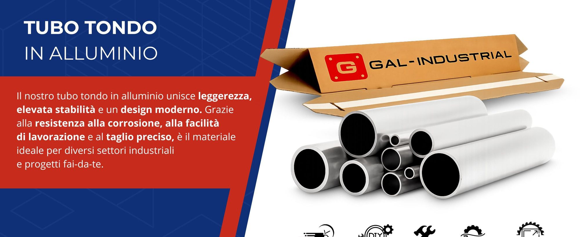 TUBO TONDO IN ALLUMINIO 20x1mm fi 20 200cm TUBO IN ALLUMINIO + TAGLIO SU MISURA