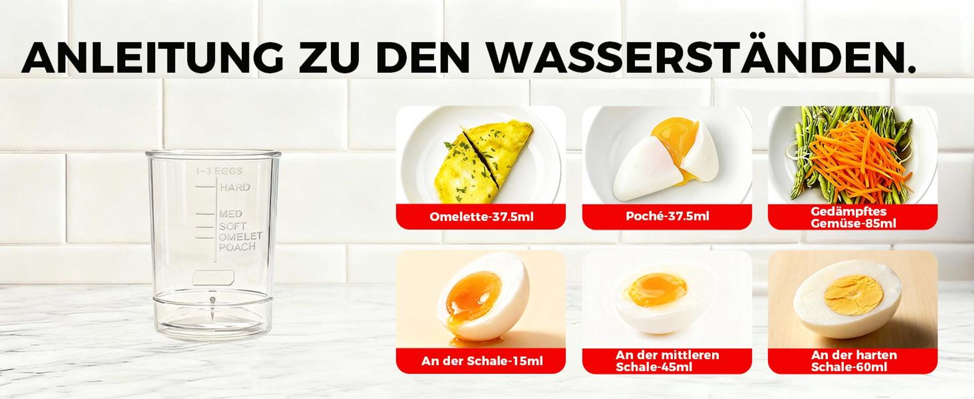 YASHE Eierkocher elektrisch 7 Eier hart/mittel/weich BPA-frei Auto-Abschaltung