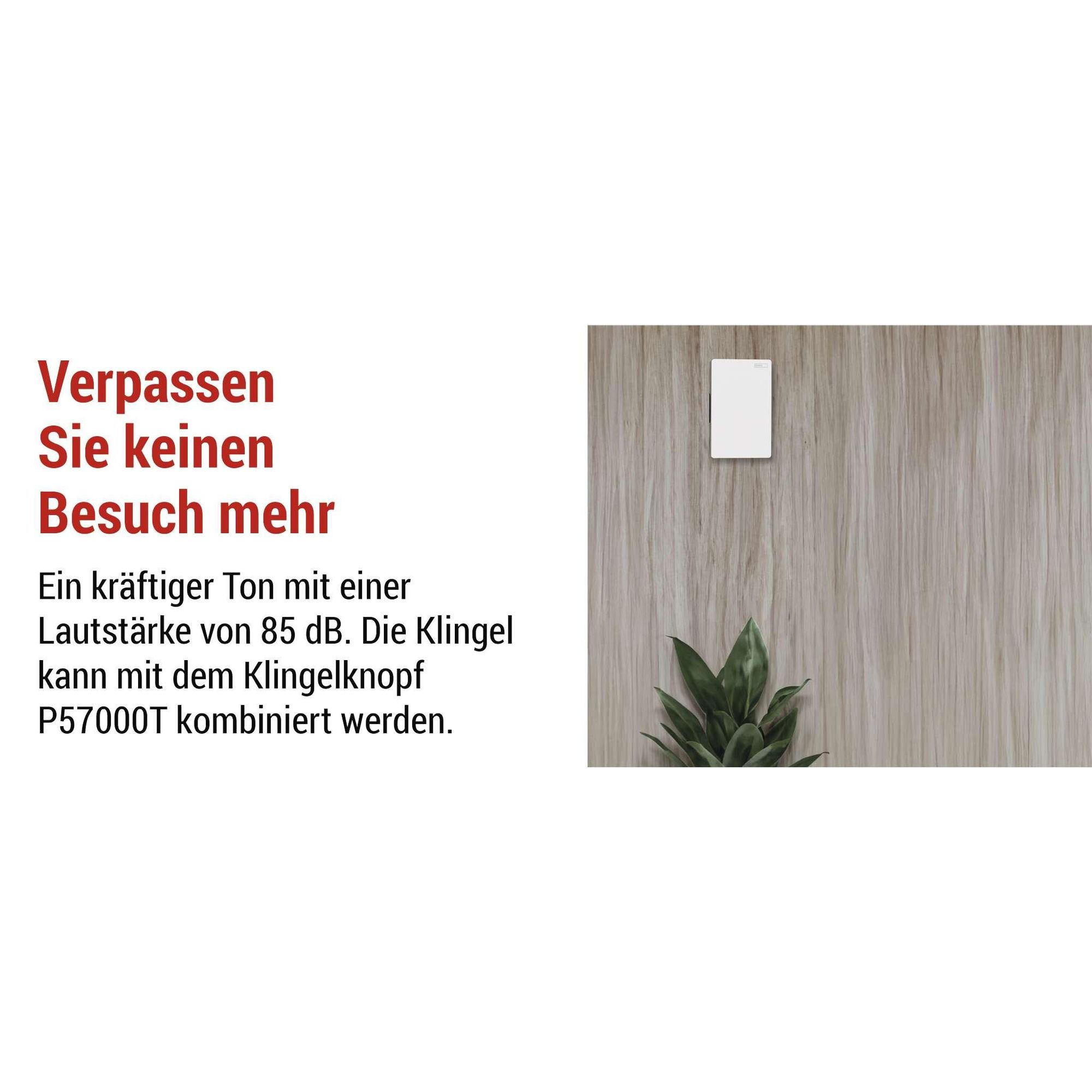 EMOS 2-Draht Türklingel mit Dual-Stromversorgung, 1 Melodie Ding-Dong, Lautstärke 85dB, drahtgebunden, zur Wandmontage, rechteckig, P57102