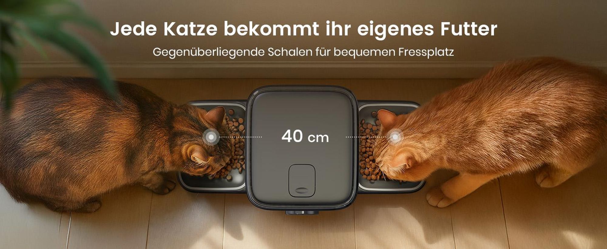 Katzen-Futterautomat Oneisall Kabellos mit APP-Steuerung, 3L ein Nafp/5L zwei Näpfe