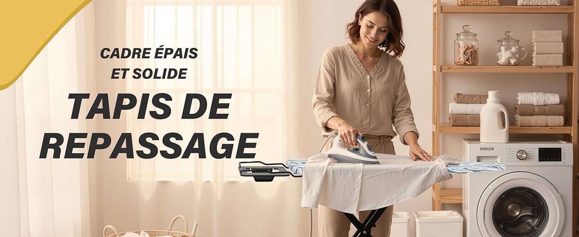 STANEW Table à Repasser 122 x 38 cm,Planche à Repasser Pliable,pour Centrale Vapeur,Système Anti-Fermeture,Hauteur Réglable,avec Housse en 100% Coton