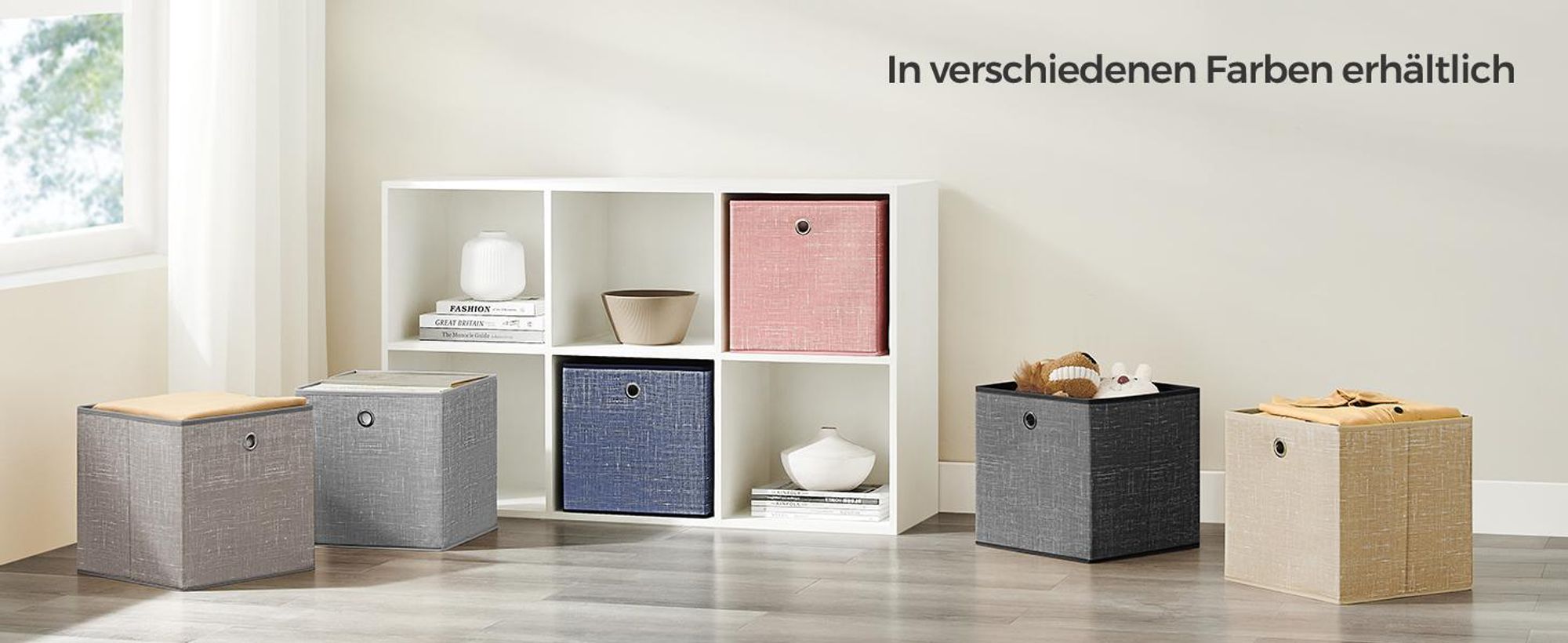SONGMICS Aufbewahrungsbox, 6er Set, Ordnungsboxen aus Vliesstoff mit Griff