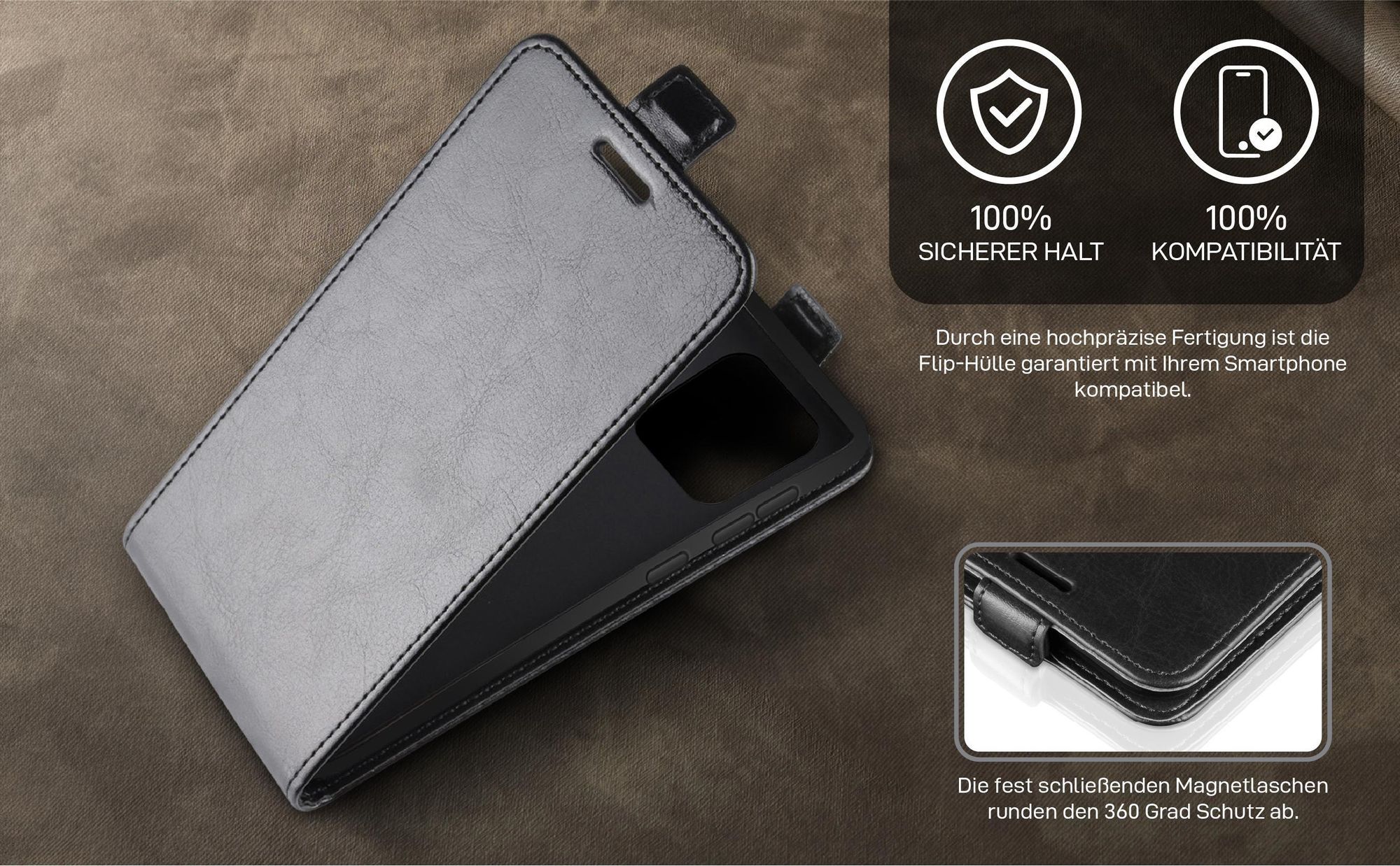 Smartphone Case in Schwarz für Xiaomi Redmi Note 13 mit Magnetlasche