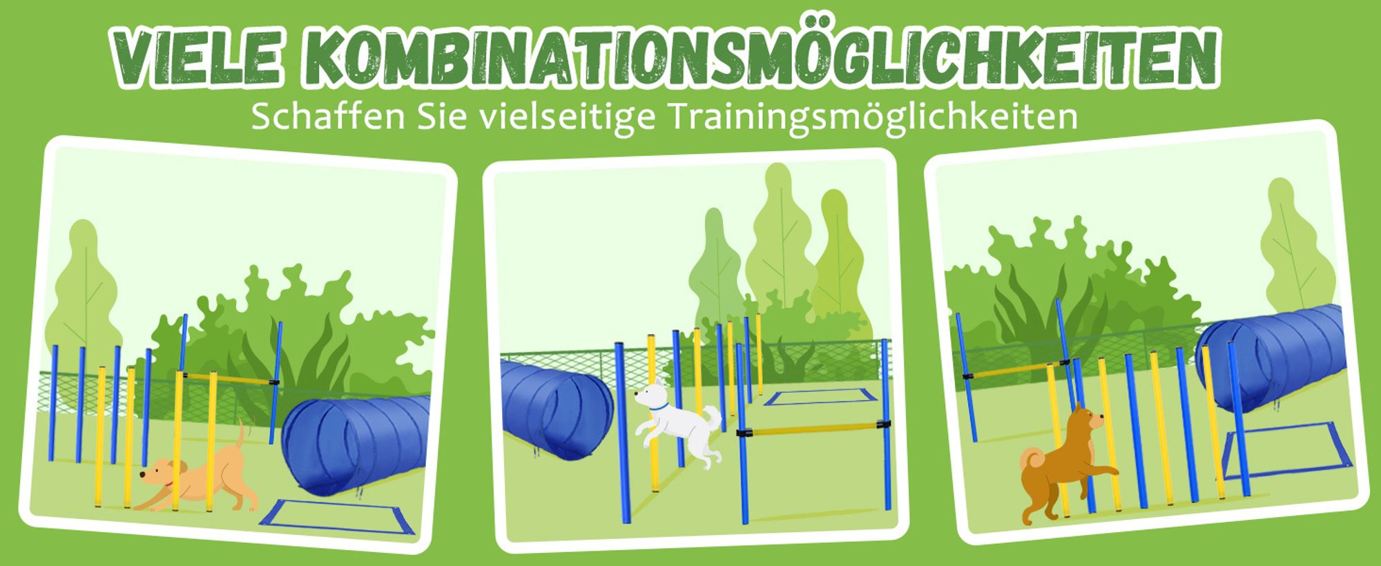 Pawhut Hunde Agility Slalom Übung Hundesport Training Reifen Hürde Set 2 Modelle